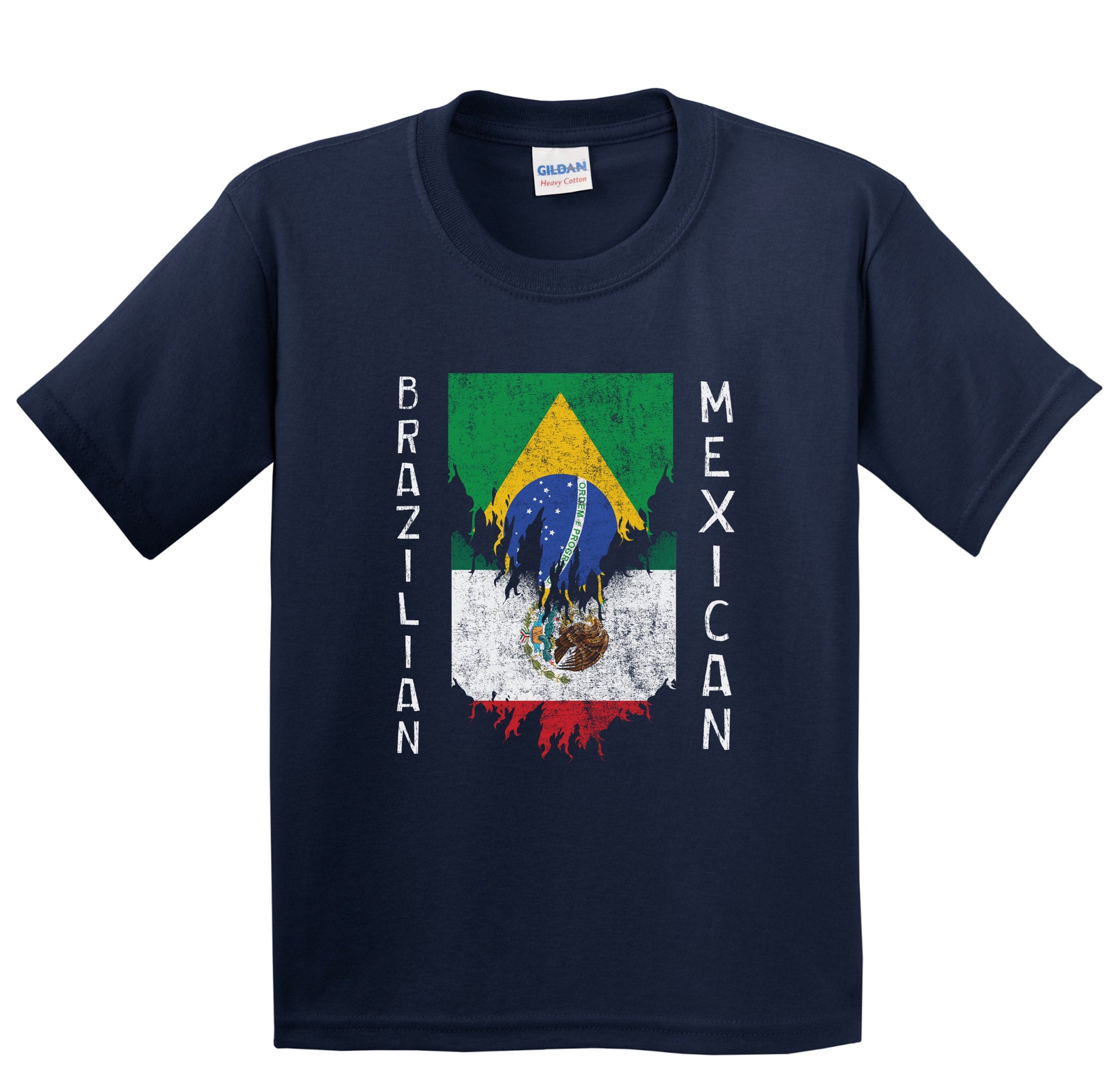 Brazilian Mexican Flags Ripped Torn Brazil Mexico Youth T-Shirt