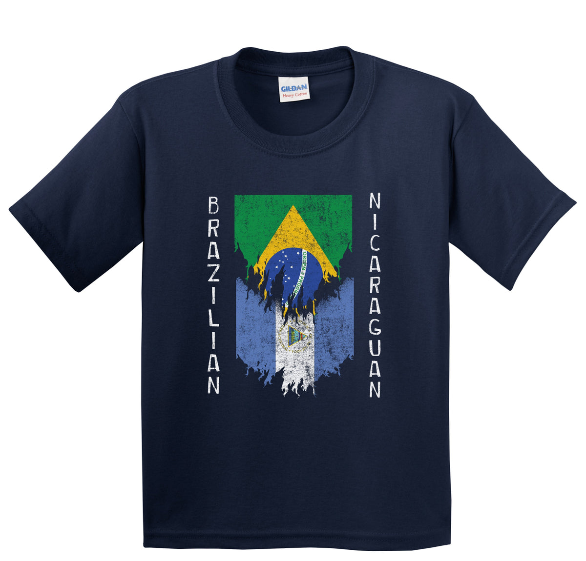 Brazilian Nicaraguan Flags Ripped Torn Brazil Nicaragua Youth T-Shirt