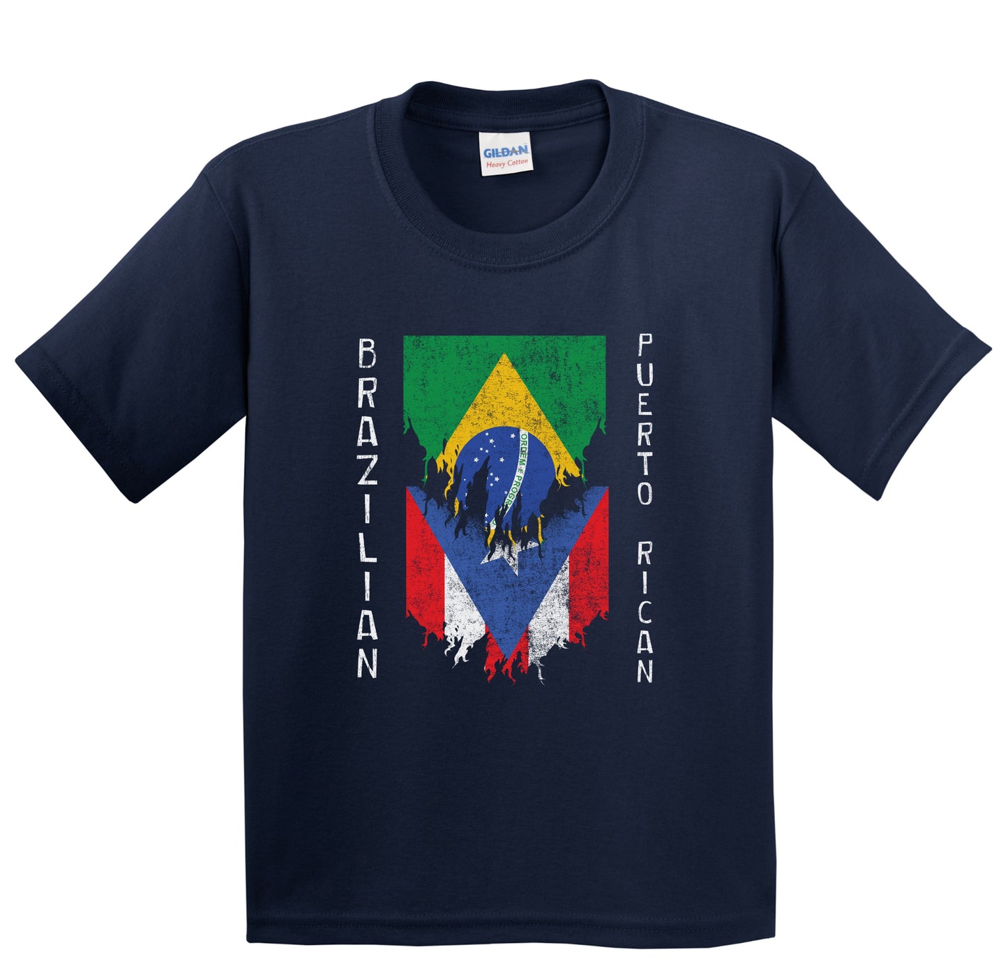 Brazilian Puerto Rican Flags Ripped Torn Brazil Puerto Rico Youth T-Shirt