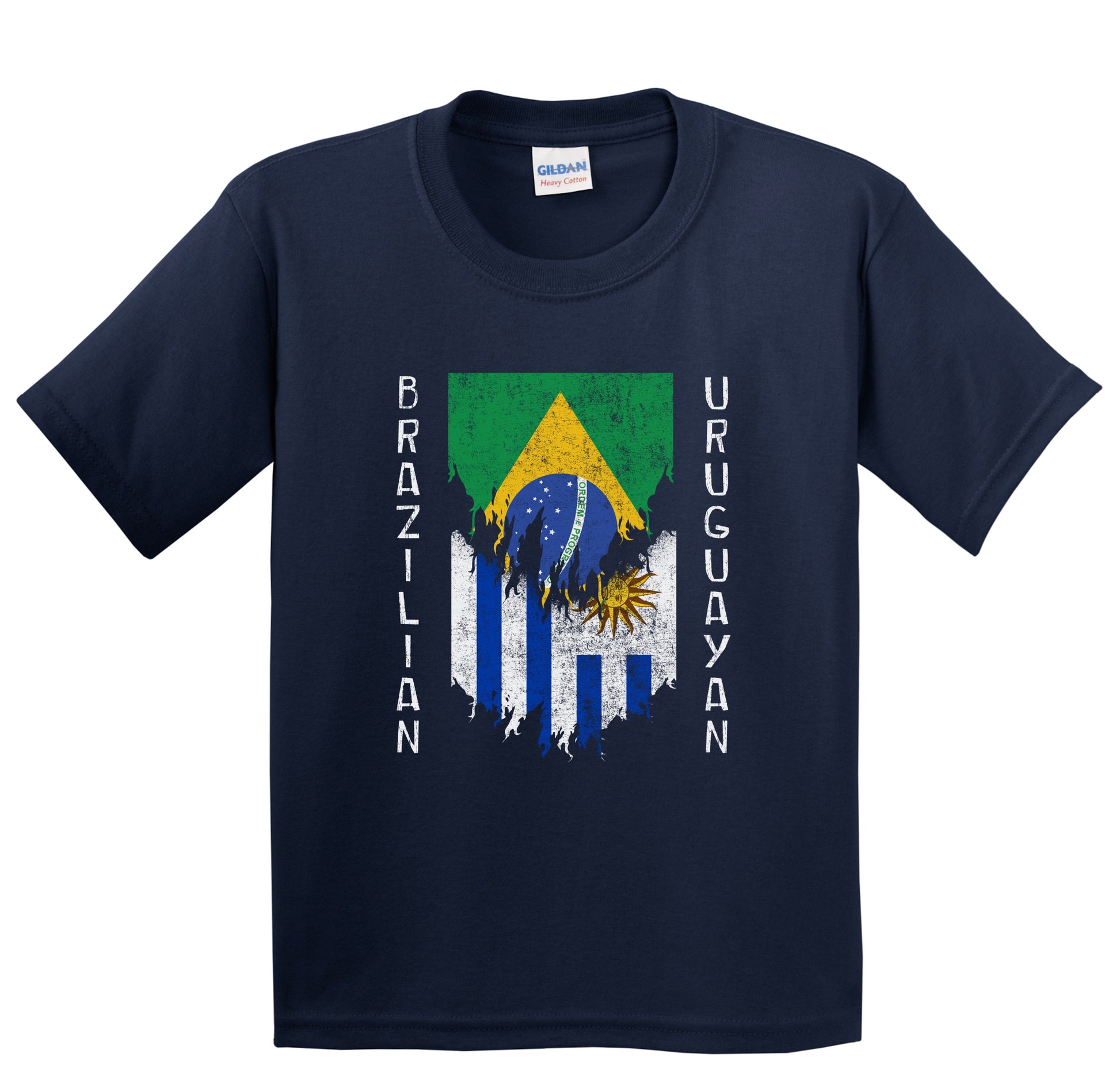 Brazilian Uruguayan Flags Ripped Torn Brazil Uruguay Youth T-Shirt