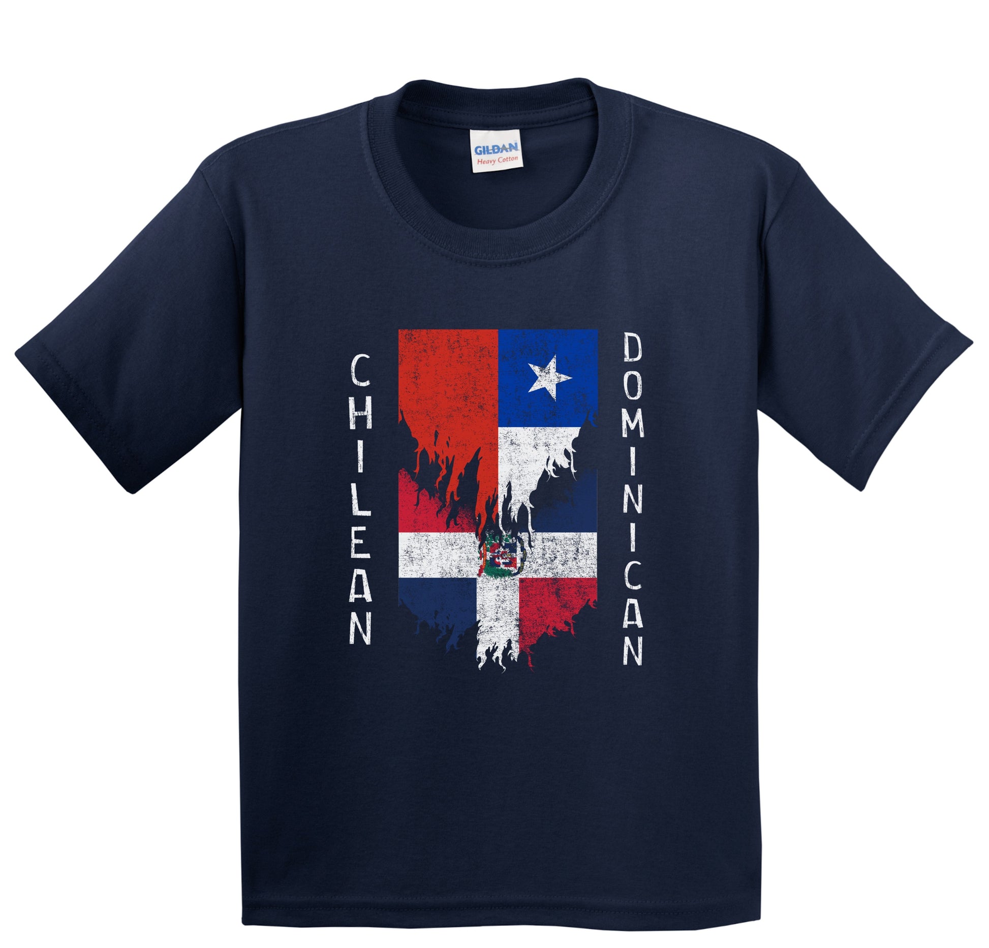 Chilean Dominican Flags Ripped Torn Chile Dominican Republic Youth T-Shirt