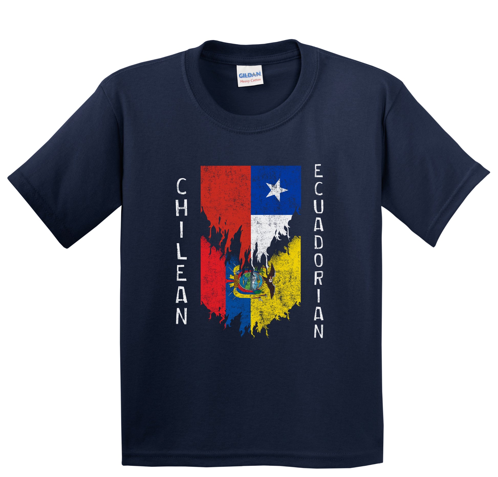 Chilean Ecuadorian Flags Ripped Torn Chile Ecuador Youth T-Shirt