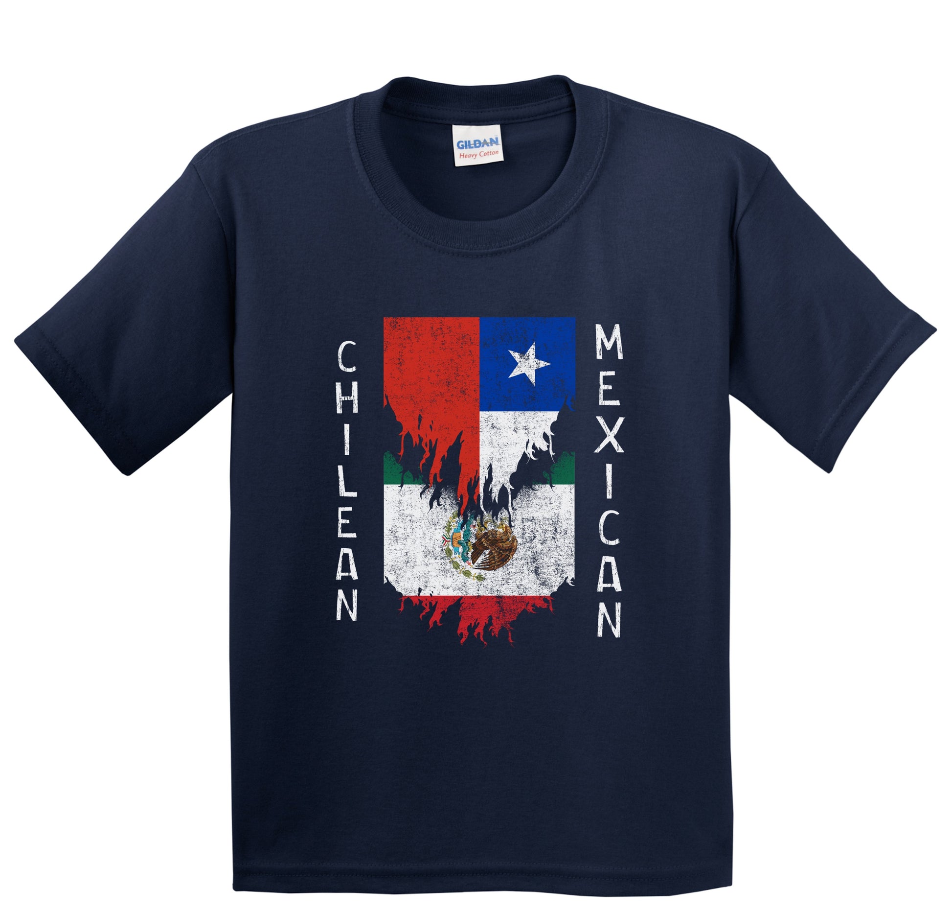 Chilean Mexican Flags Ripped Torn Chile Mexico Youth T-Shirt