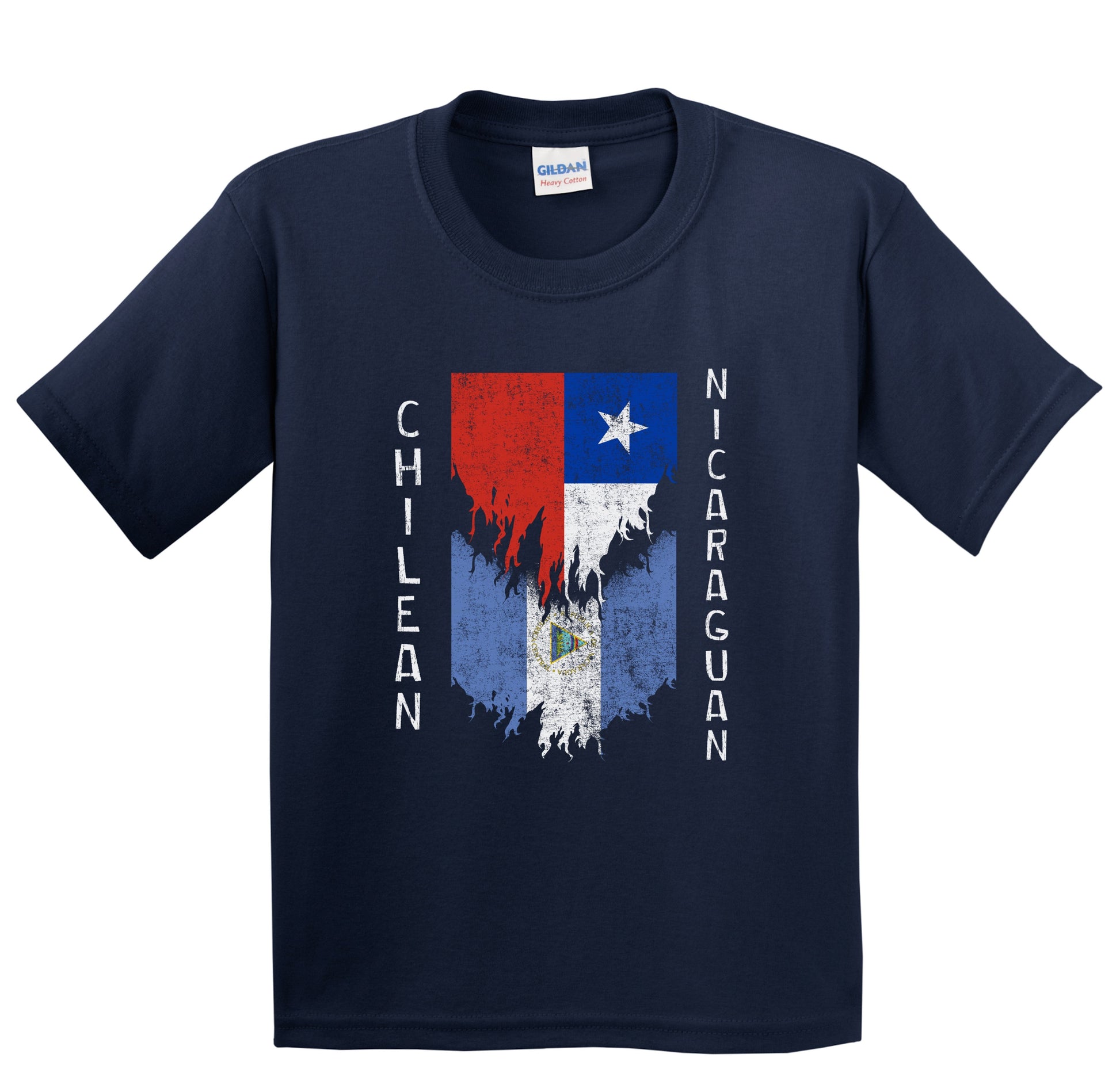 Chilean Nicaraguan Flags Ripped Torn Chile Nicaragua Youth T-Shirt