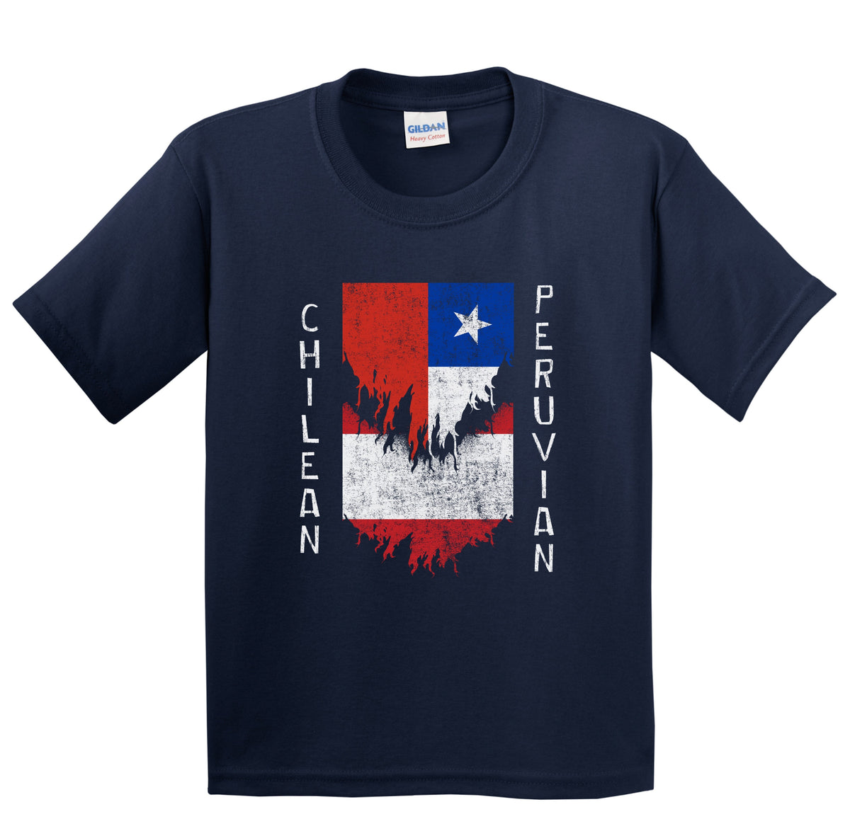 Chilean Peruvian Flags Ripped Torn Chile Peru Youth T-Shirt