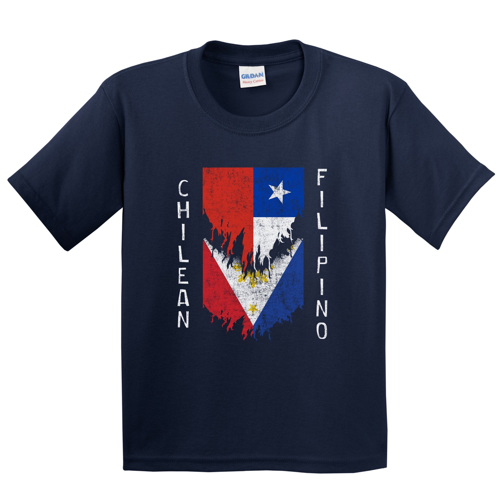 Chilean Filipino Flags Ripped Torn Chile Philippines Youth T-Shirt