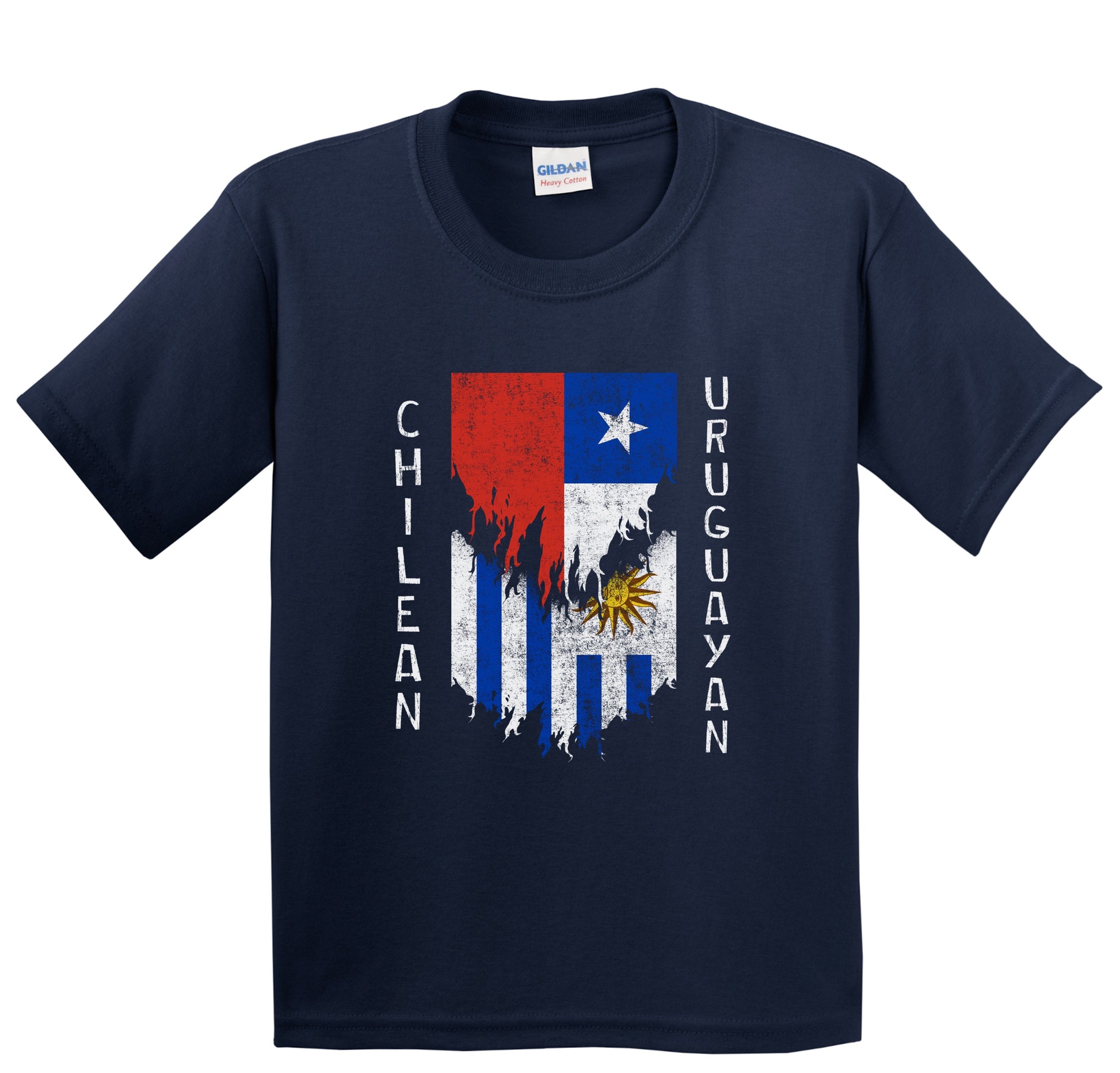 Chilean Uruguayan Flags Ripped Torn Chile Uruguay Youth T-Shirt