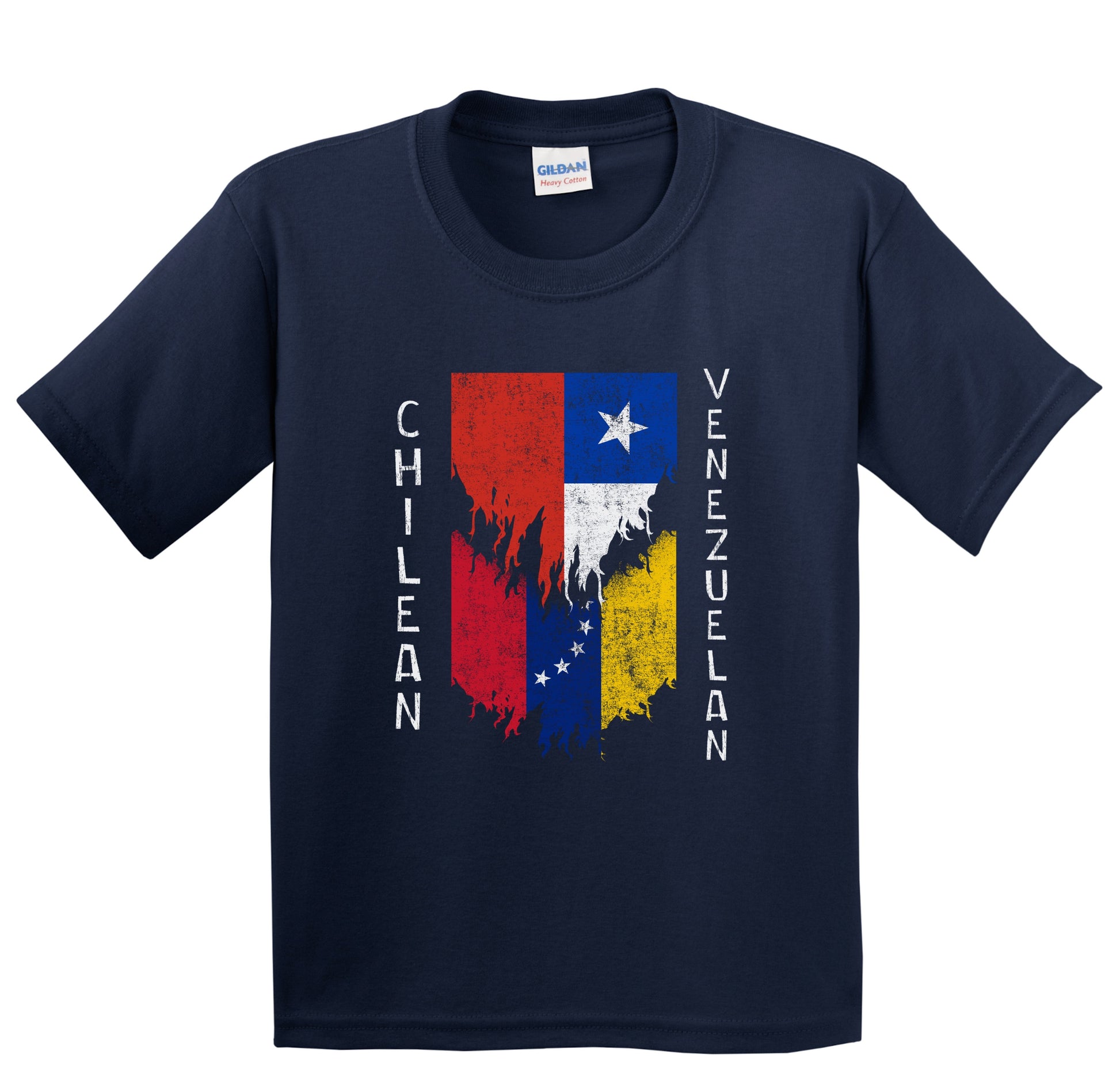 Chilean Venezuelan Flags Ripped Torn Chile Venezuela Youth T-Shirt