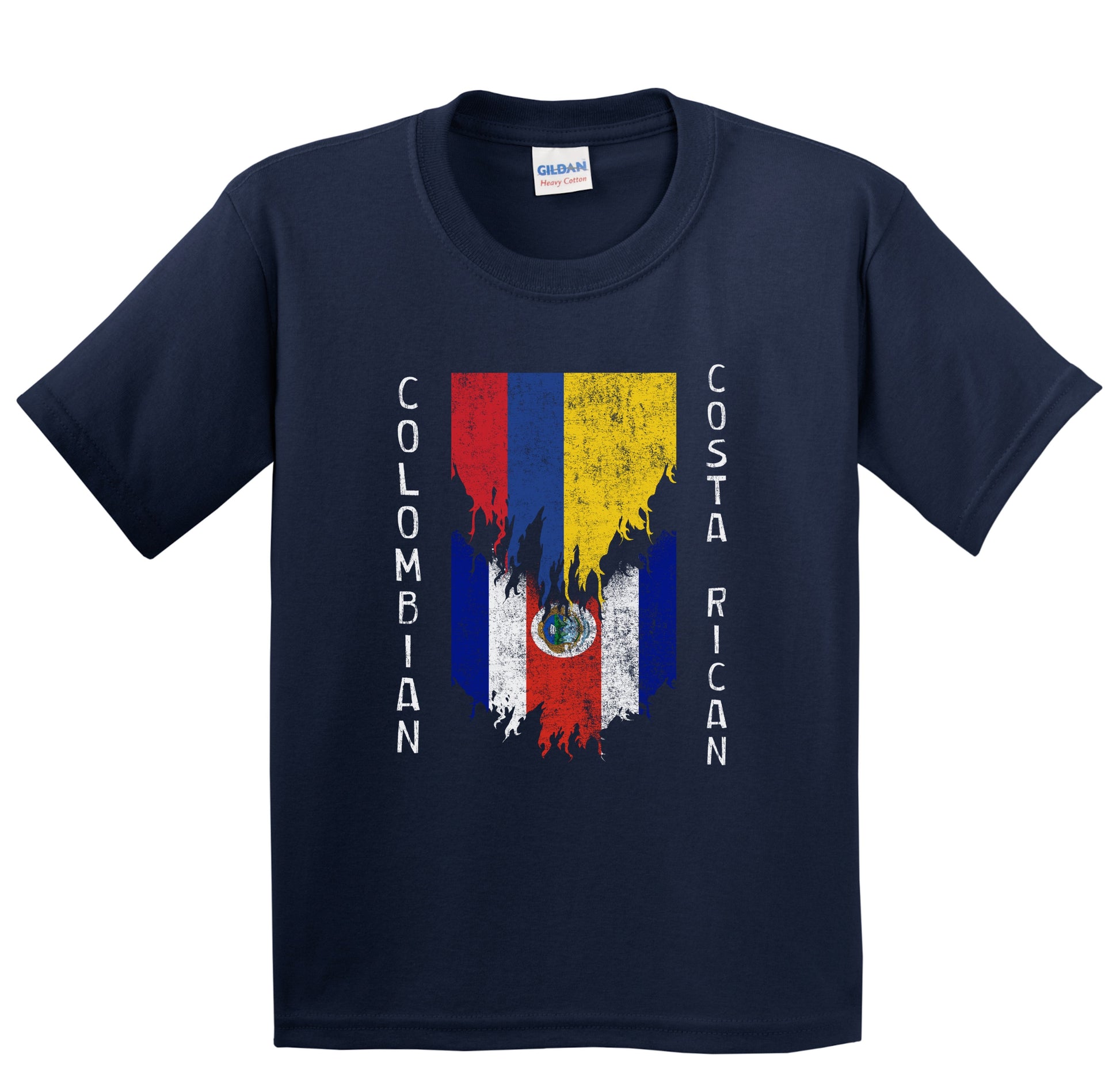 Colombian Costa Rican Flags Ripped Torn Colombia Costa Rica Youth T-Shirt