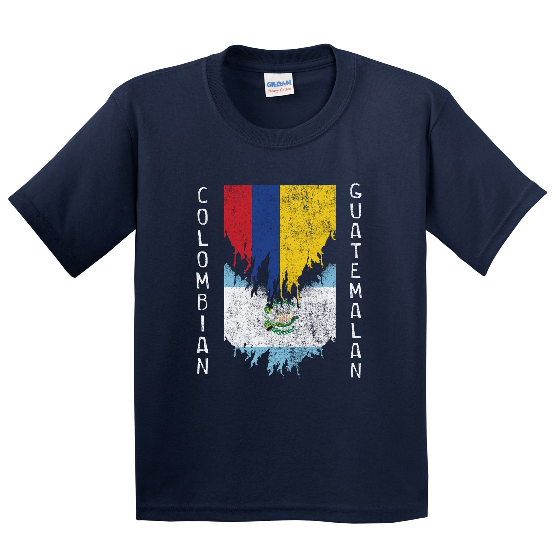 Colombian Guatemalan Flags Ripped Torn Colombia Guatemala Youth T-Shirt