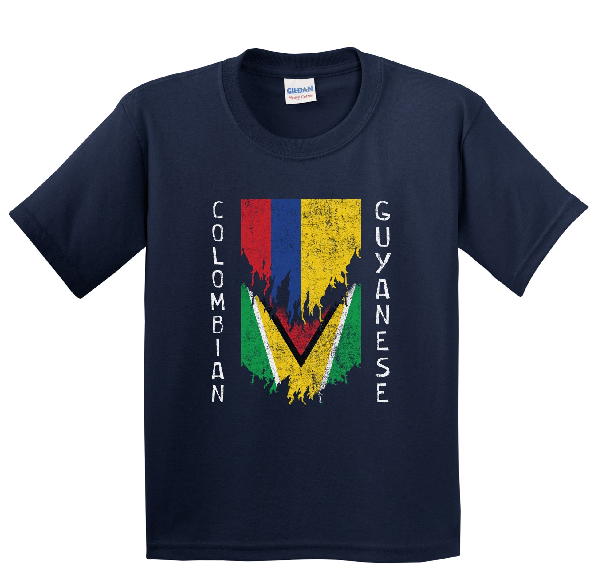 Colombian Guyanese Flags Ripped Torn Colombia Guyana Youth T-Shirt