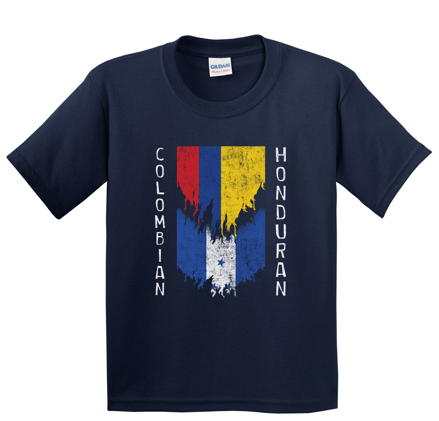 Colombian Honduran Flags Ripped Torn Colombia Honduras Youth T-Shirt