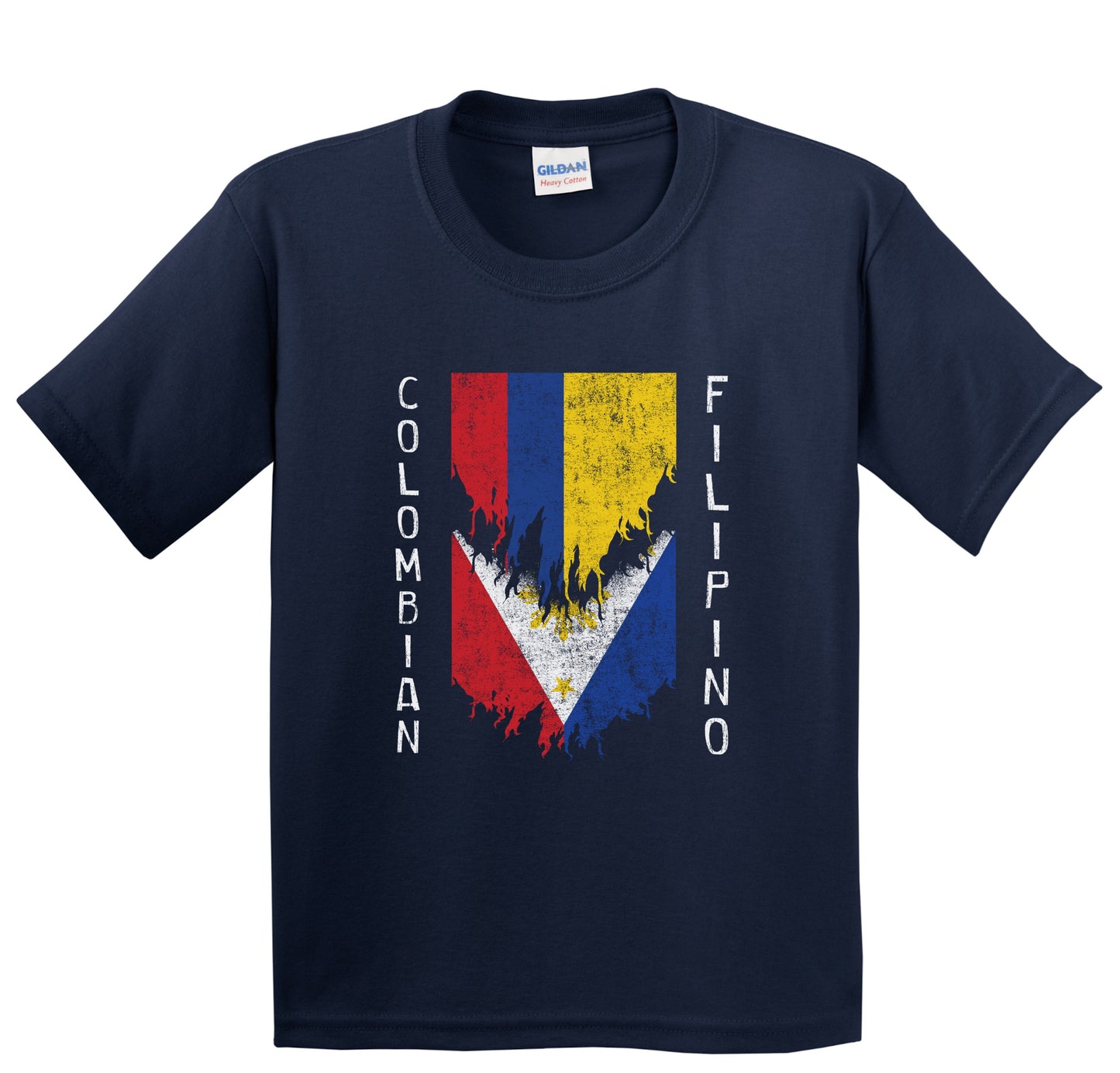 Colombian Filipino Flags Ripped Torn Colombia Philippines Youth T-Shirt