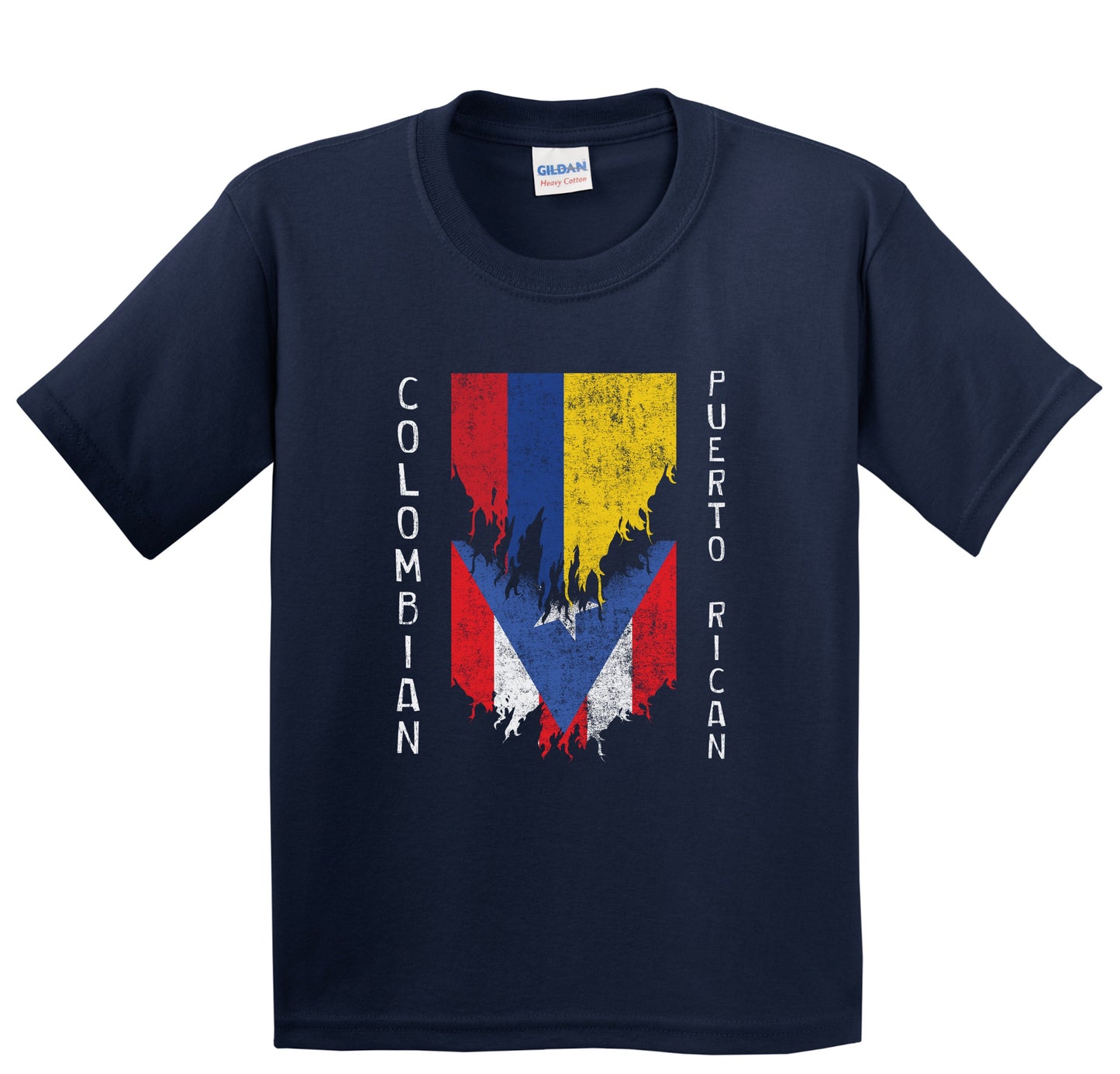 Colombian Puerto Rican Flags Ripped Torn Colombia Puerto Rico Youth T-Shirt