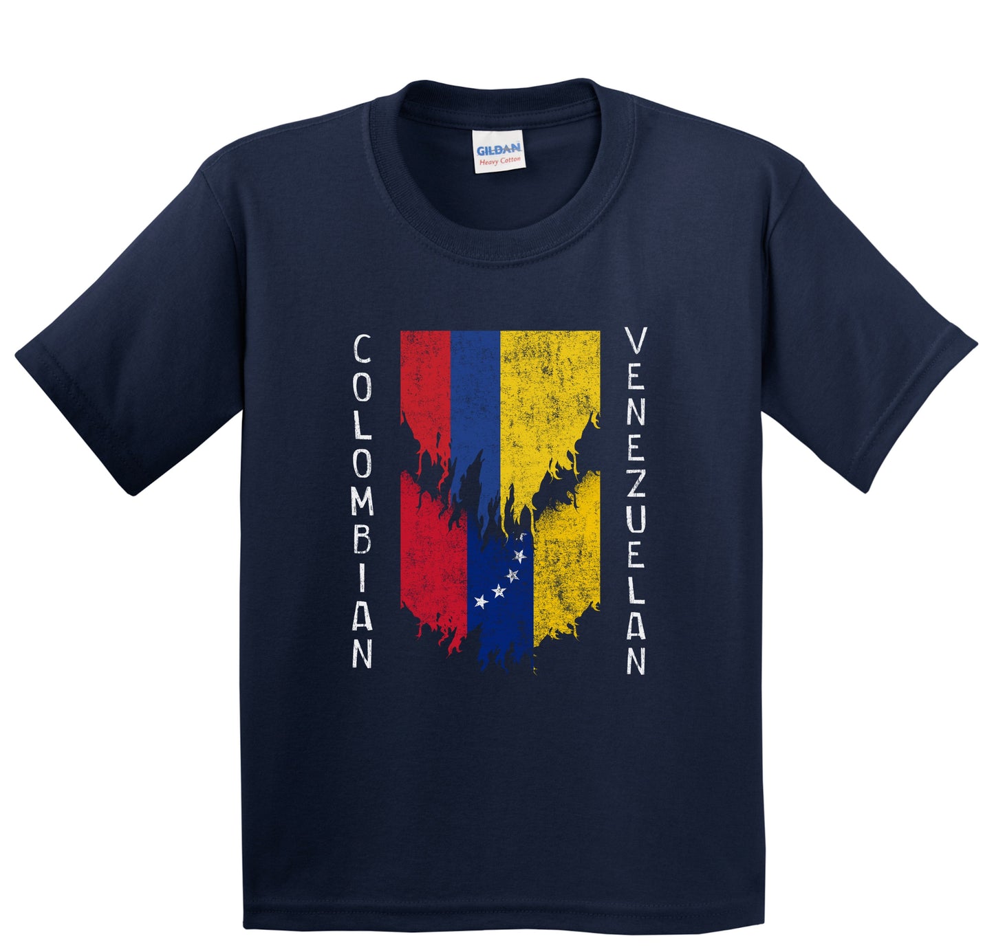 Colombian Venezuelan Flags Ripped Torn Colombia Venezuela Youth T-Shirt