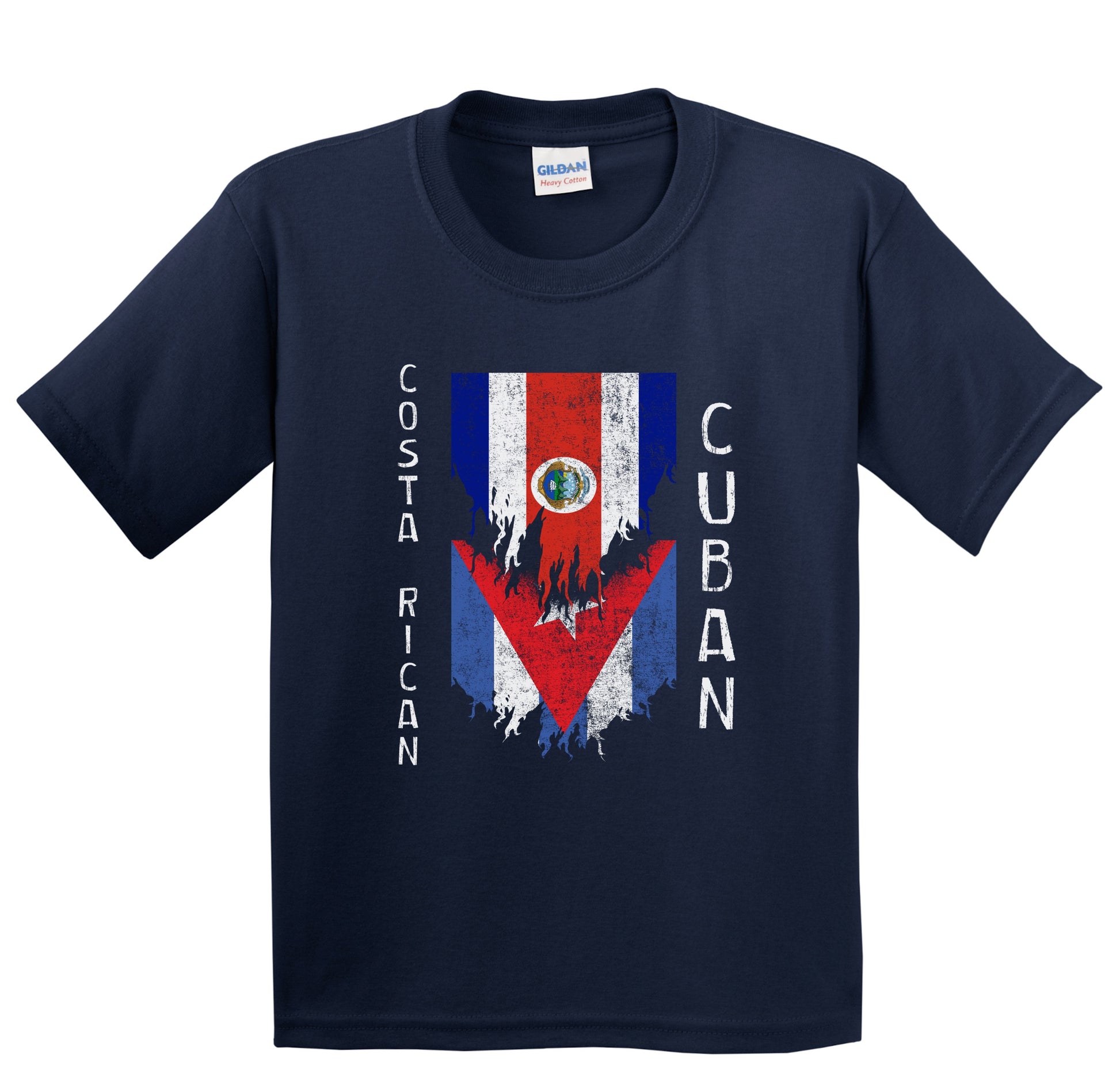 Costa Rican Cuban Flags Ripped Torn Costa Rica Cuba Youth T-Shirt