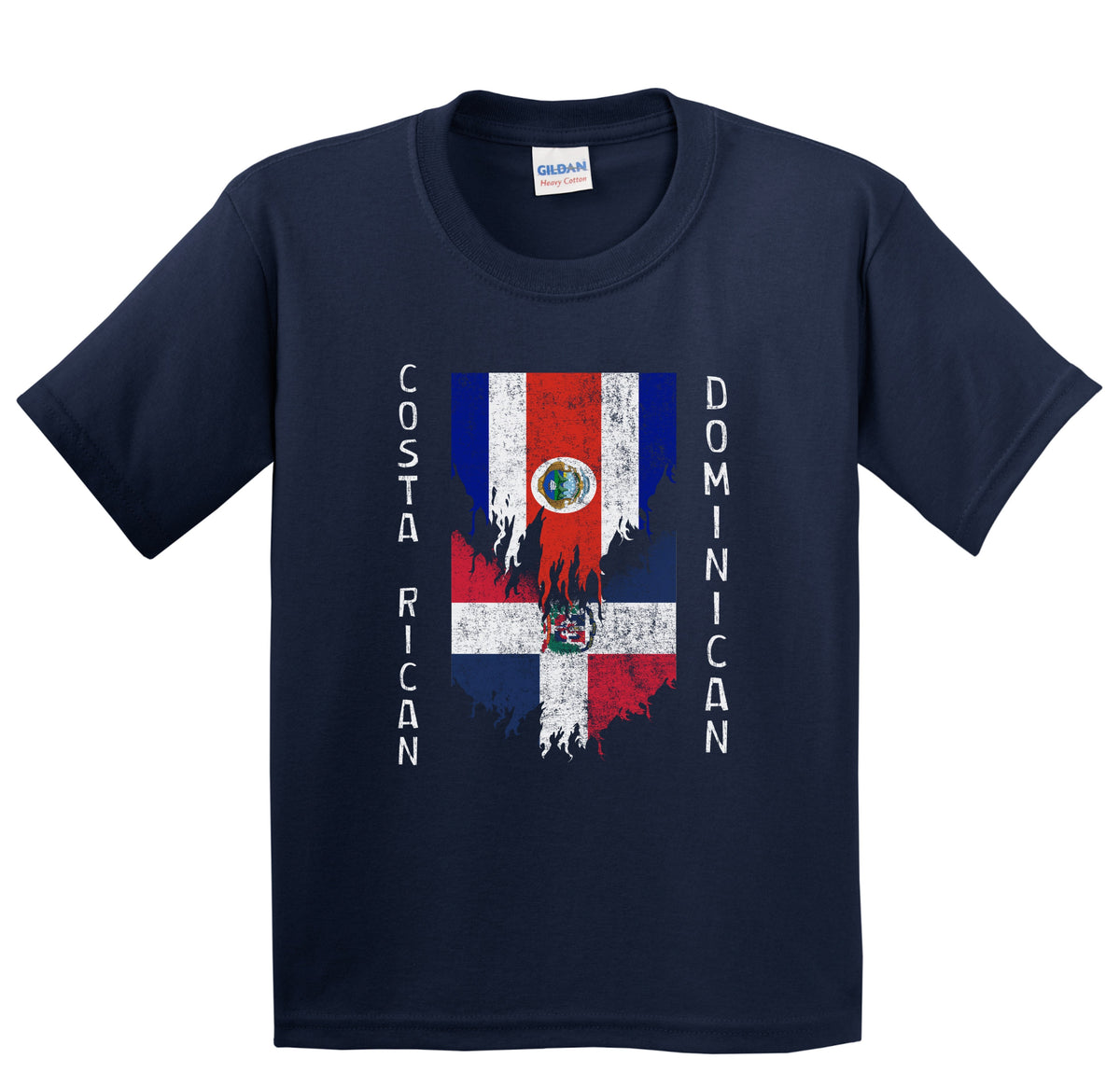 Costa Rican Dominican Flags Ripped Torn Costa Rica Dominican Republic Youth T-Shirt
