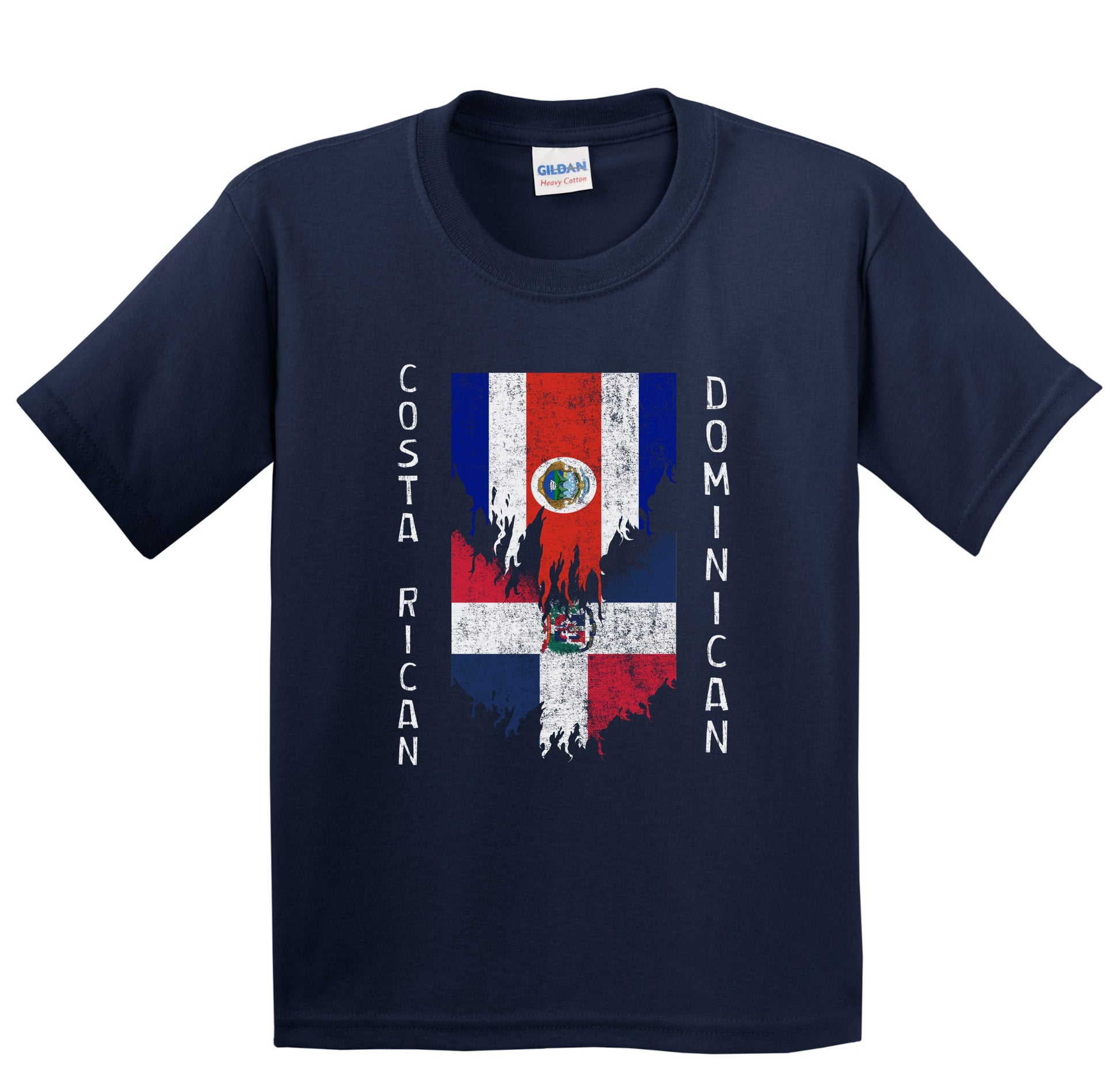 Costa Rican Dominican Flags Ripped Torn Costa Rica Dominican Republic Youth T-Shirt