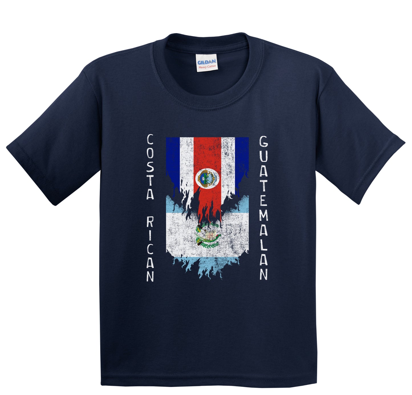 Costa Rican Guatemalan Flags Ripped Torn Costa Rica Guatemala Youth T-Shirt