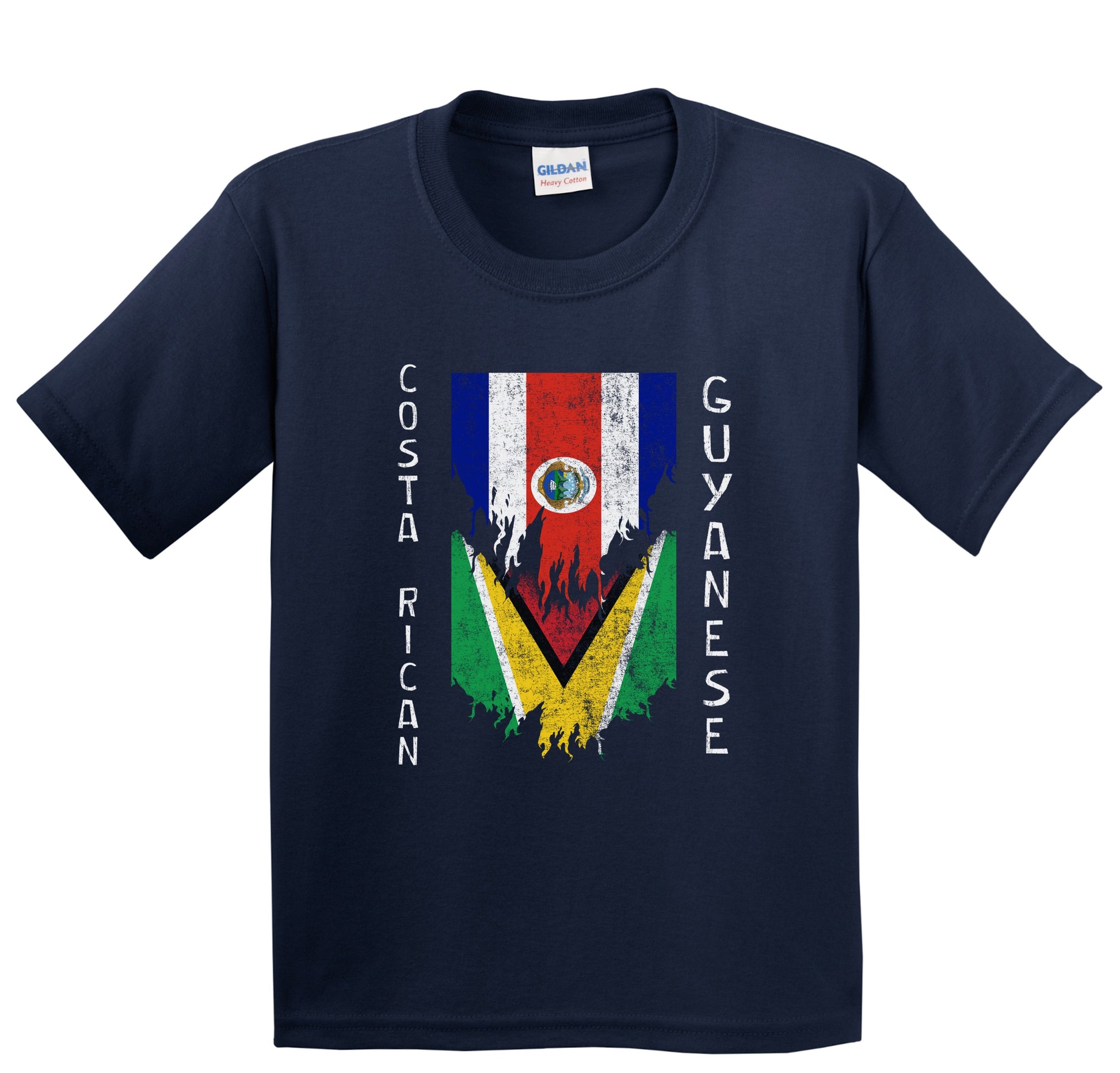 Costa Rican Guyanese Flags Ripped Torn Costa Rica Guyana Youth T-Shirt