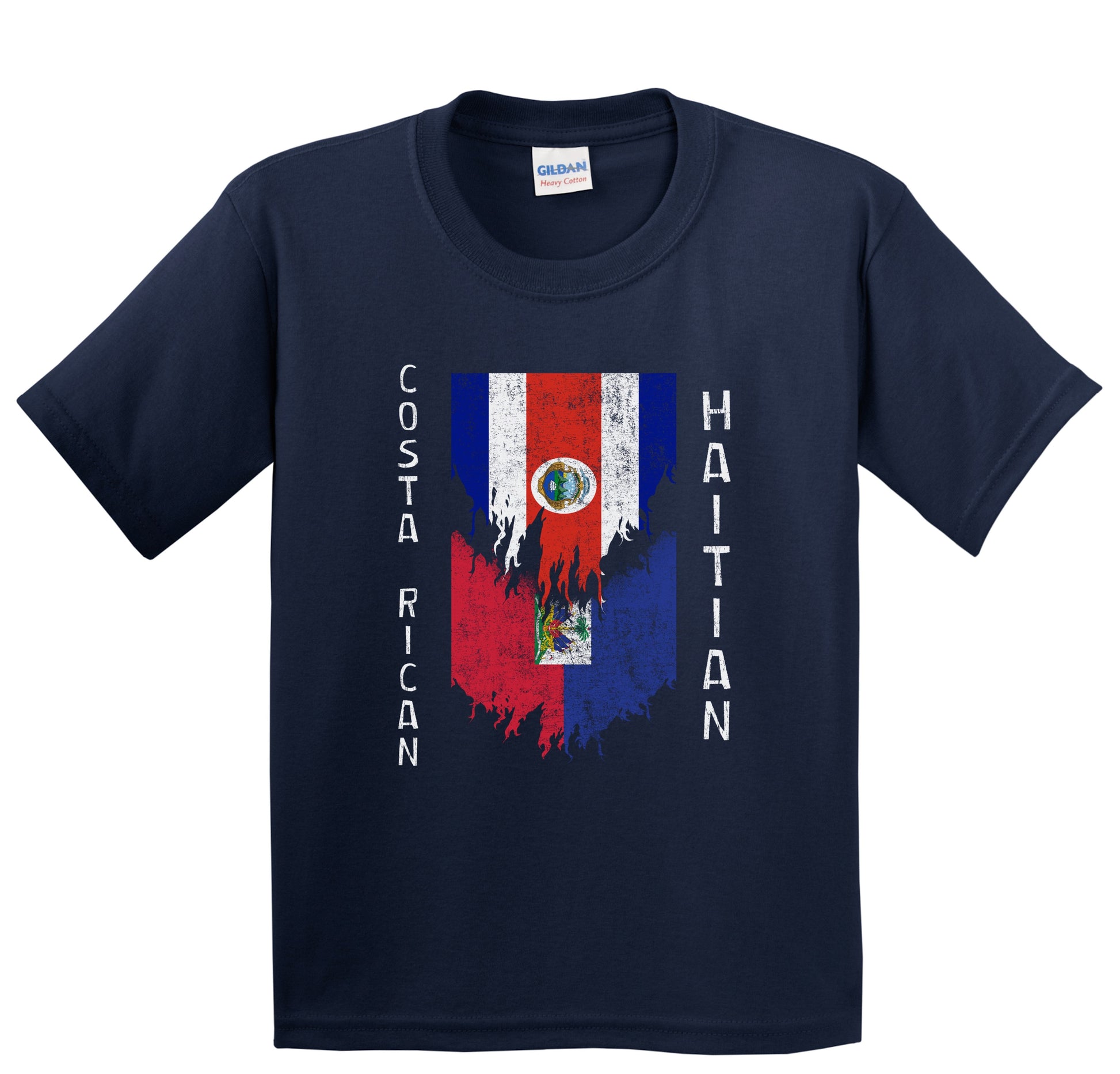 Costa Rican Haitian Flags Ripped Torn Costa Rica Haiti Youth T-Shirt