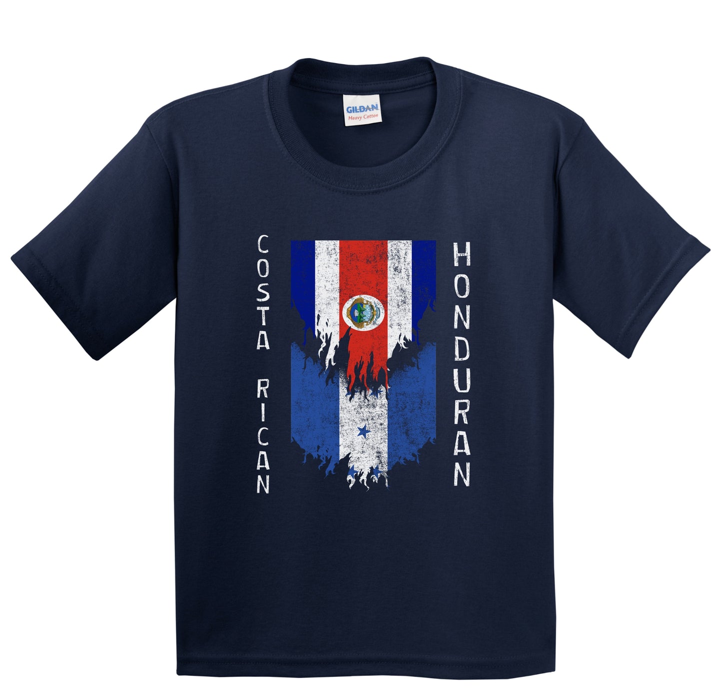 Costa Rican Honduran Flags Ripped Torn Costa Rica Honduras Youth T-Shirt