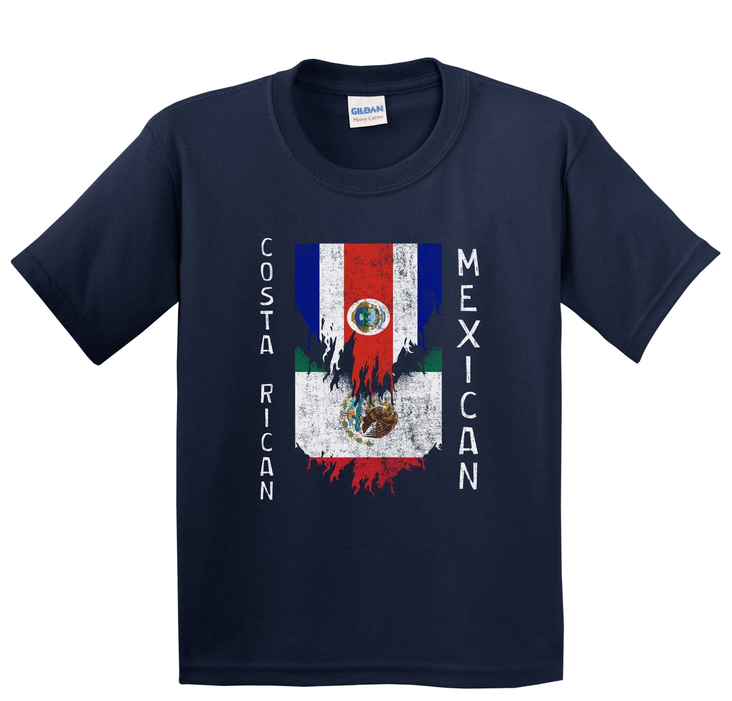 Costa Rican Mexican Flags Ripped Torn Costa Rica Mexico Youth T-Shirt
