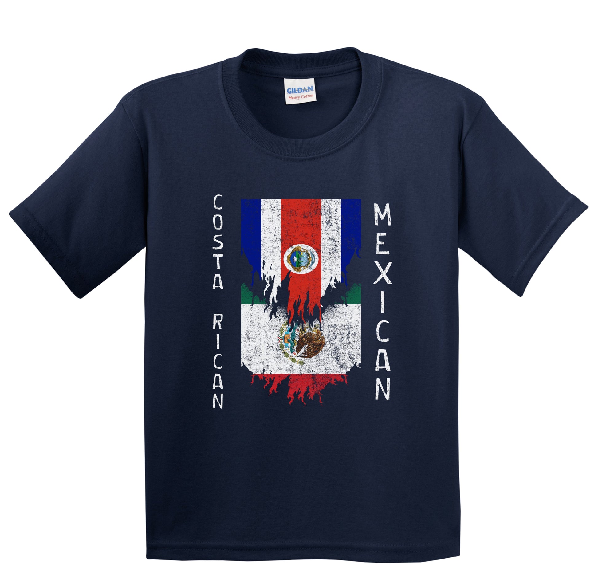 Costa Rican Mexican Flags Ripped Torn Costa Rica Mexico Youth T-Shirt
