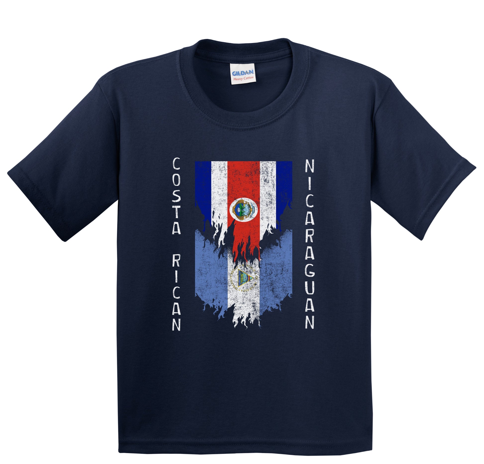 Costa Rican Nicaraguan Flags Ripped Torn Costa Rica Nicaragua Youth T-Shirt