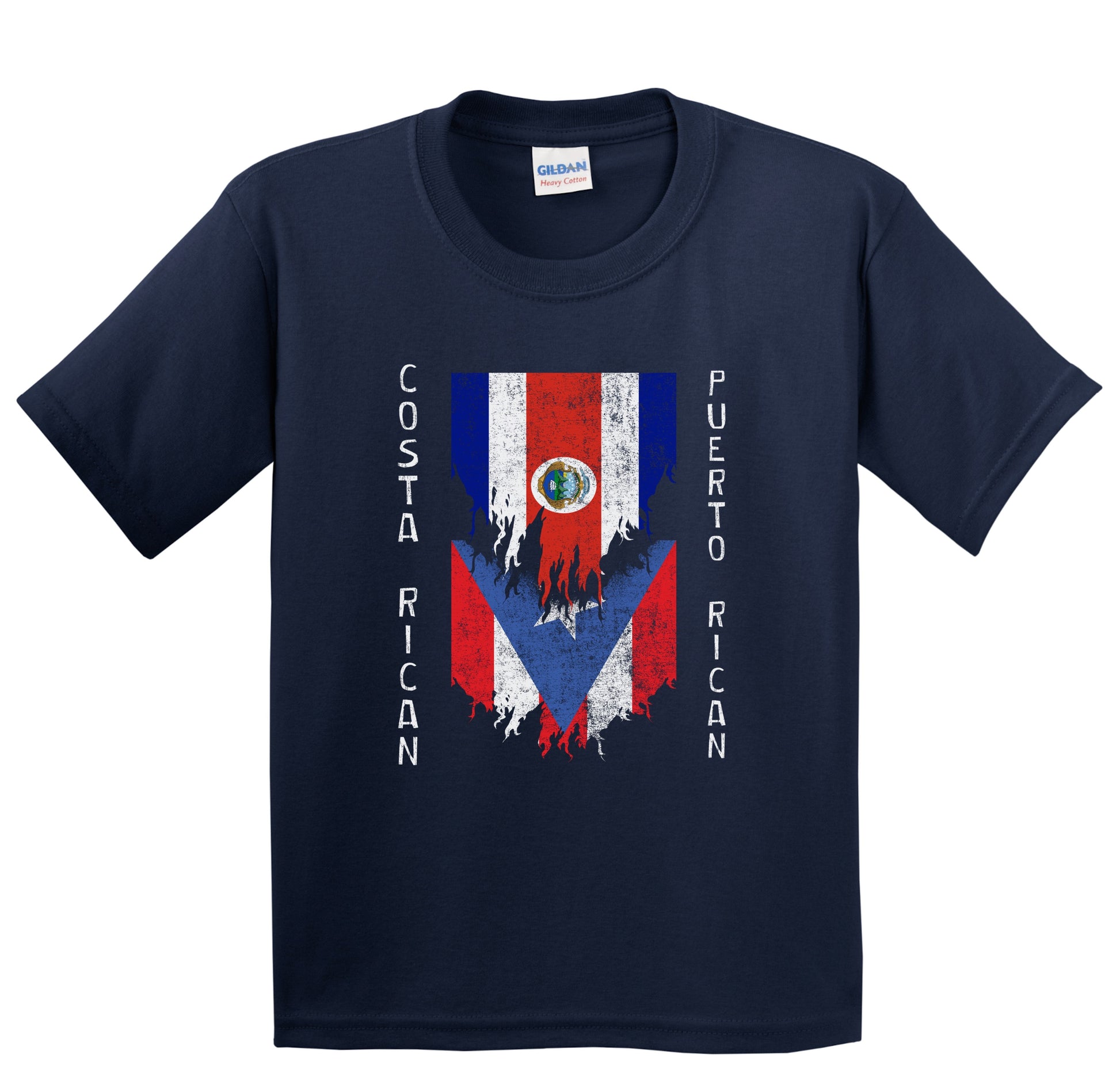 Costa Rican Puerto Rican Flags Ripped Torn Costa Rica Puerto Rico Youth T-Shirt