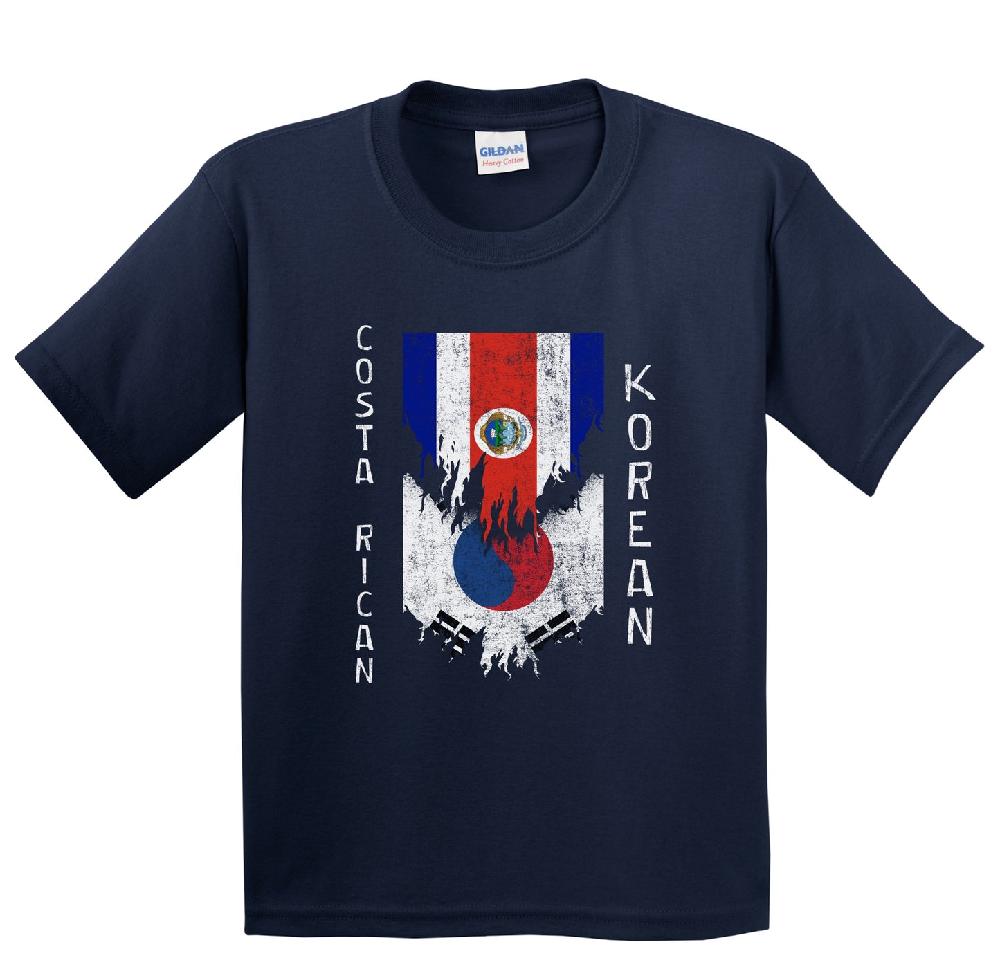 Costa Rican Korean Flags Ripped Torn Costa Rica South Korea Youth T-Shirt