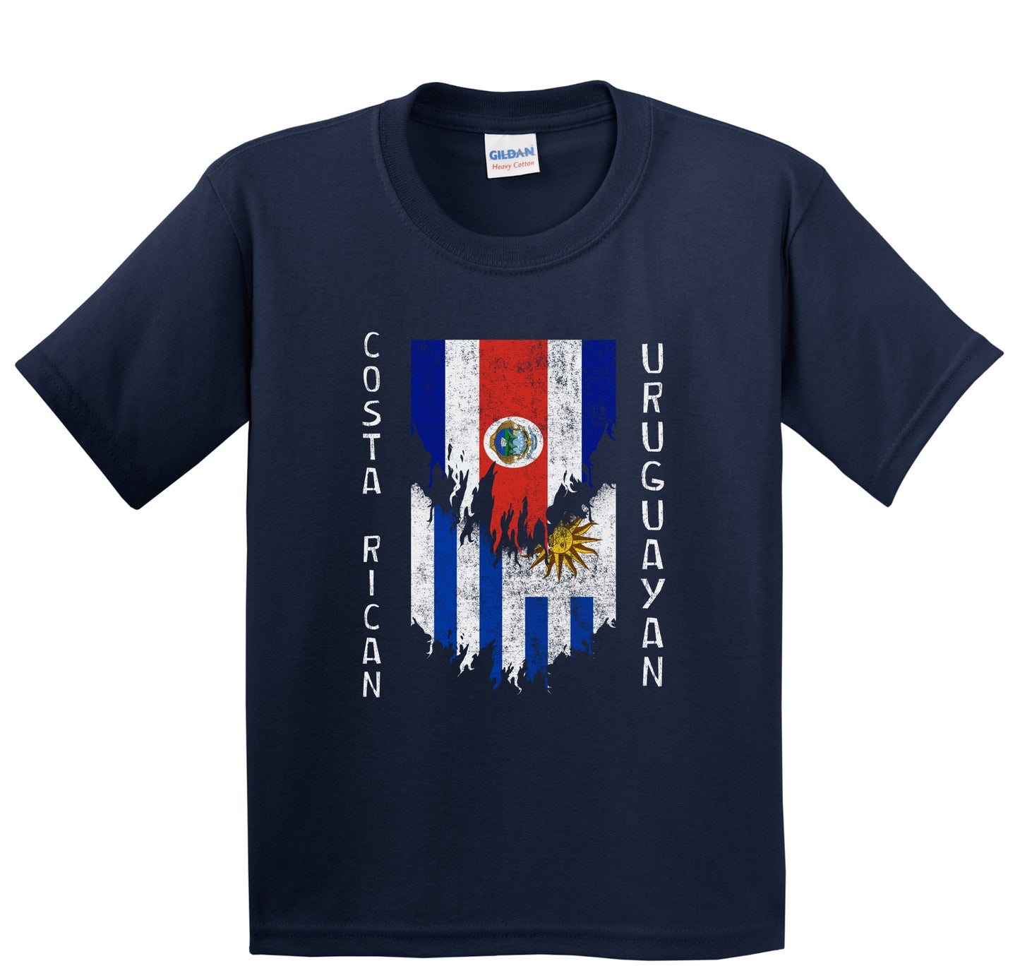 Costa Rican Uruguayan Flags Ripped Torn Costa Rica Uruguay Youth T-Shirt