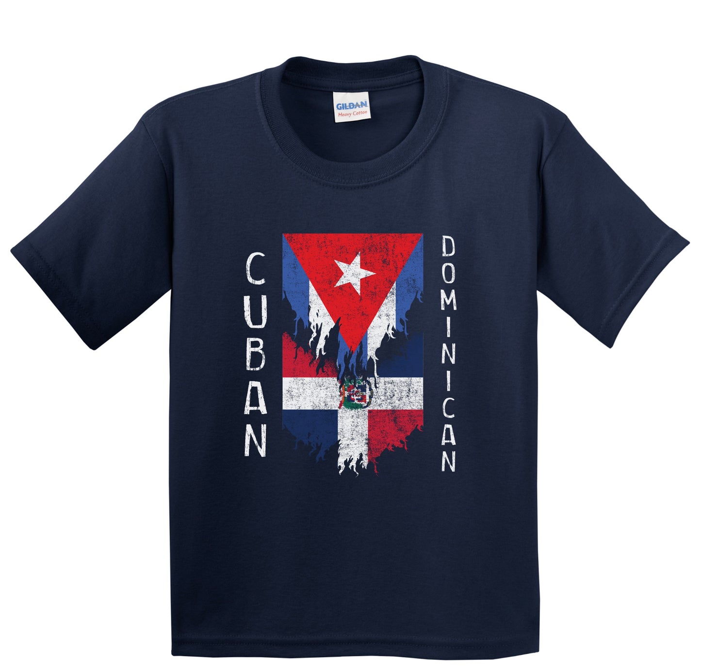 Cuban Dominican Flags Ripped Torn Cuba Dominican Republic Youth T-Shirt