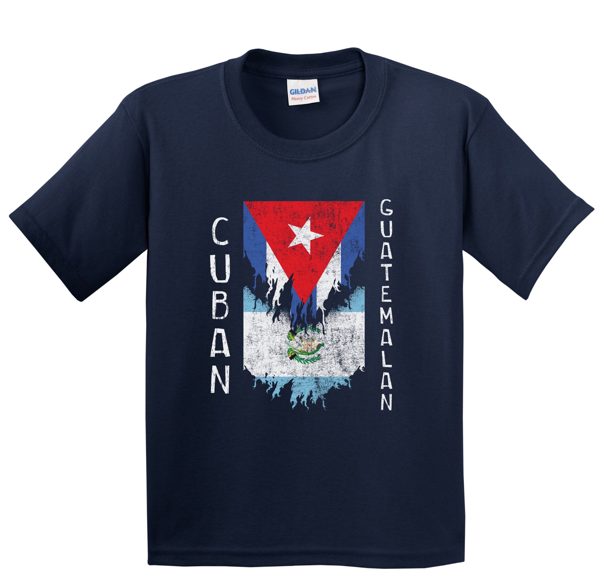 Cuban Guatemalan Flags Ripped Torn Cuba Guatemala Youth T-Shirt