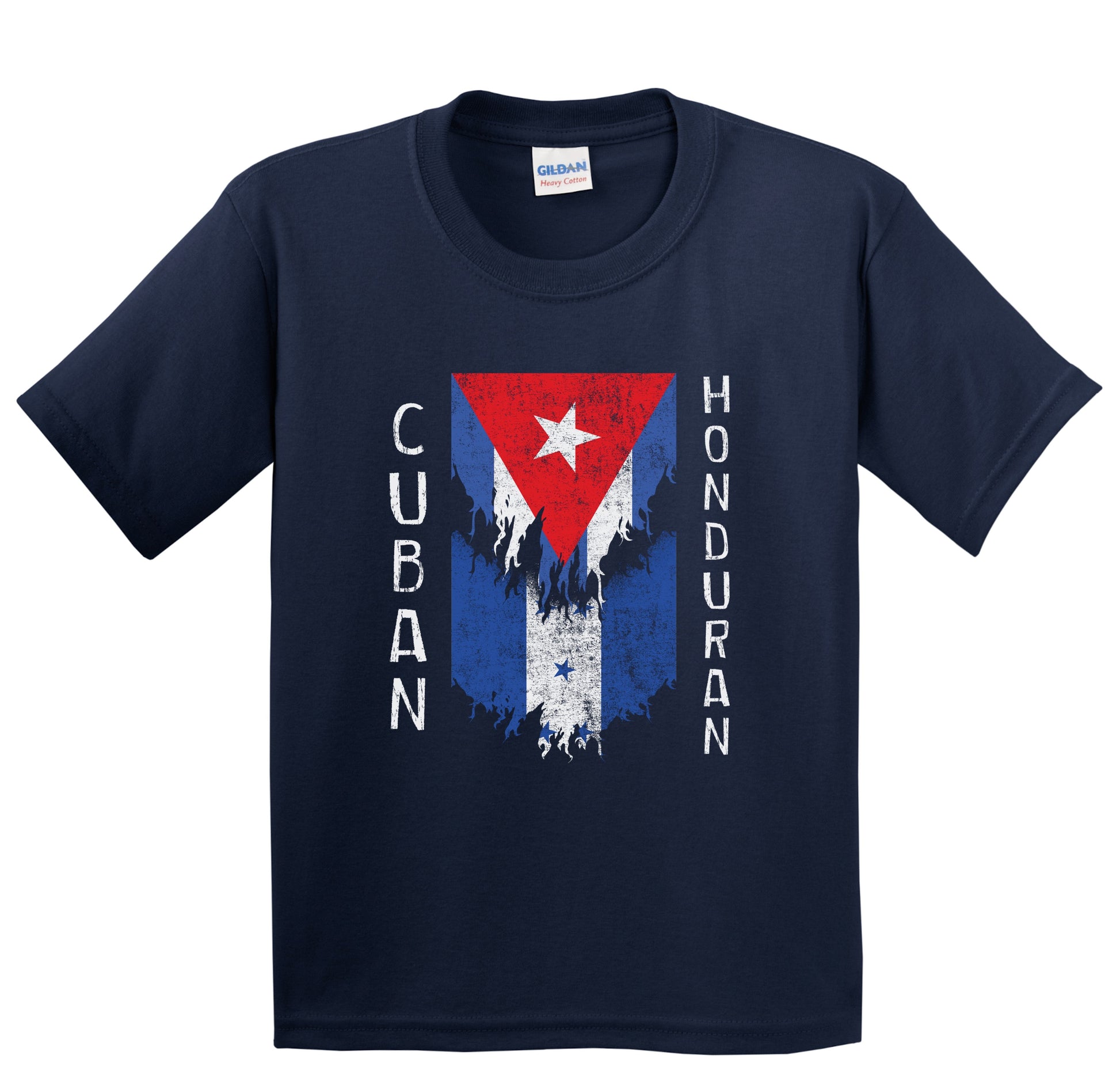 Cuban Honduran Flags Ripped Torn Cuba Honduras Youth T-Shirt