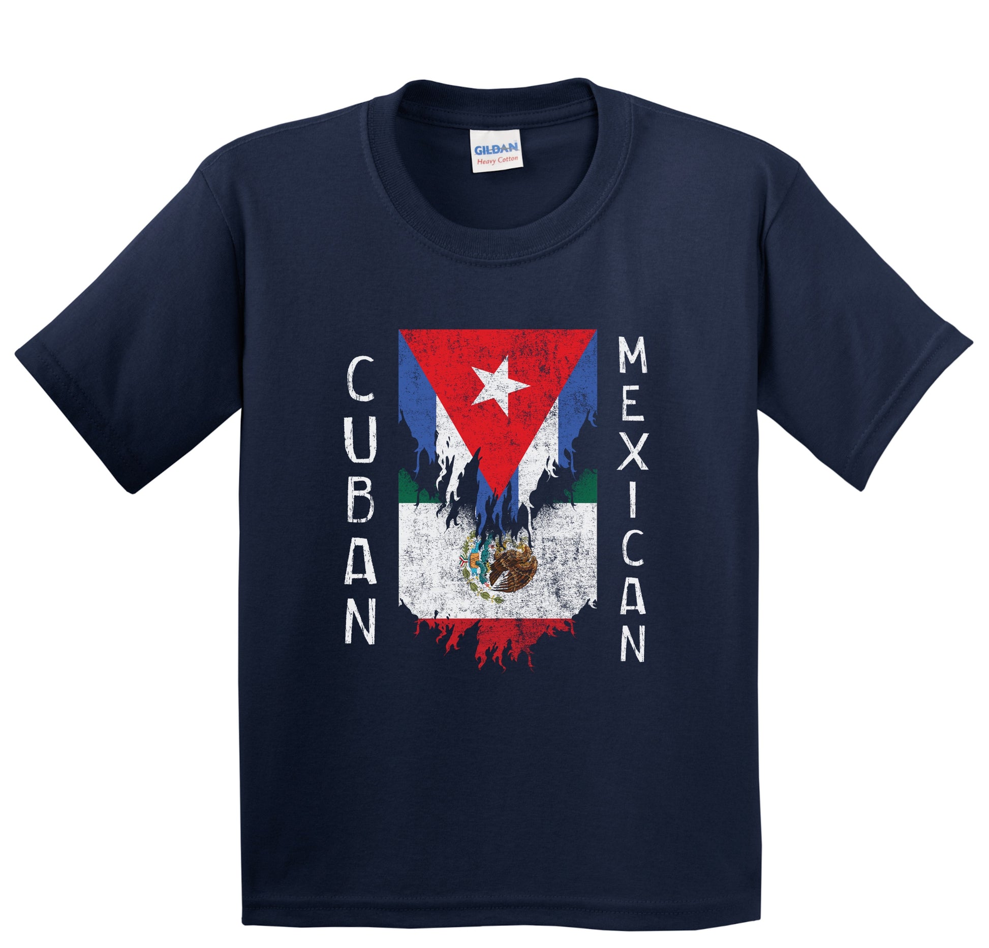 Cuban Mexican Flags Ripped Torn Cuba Mexico Youth T-Shirt