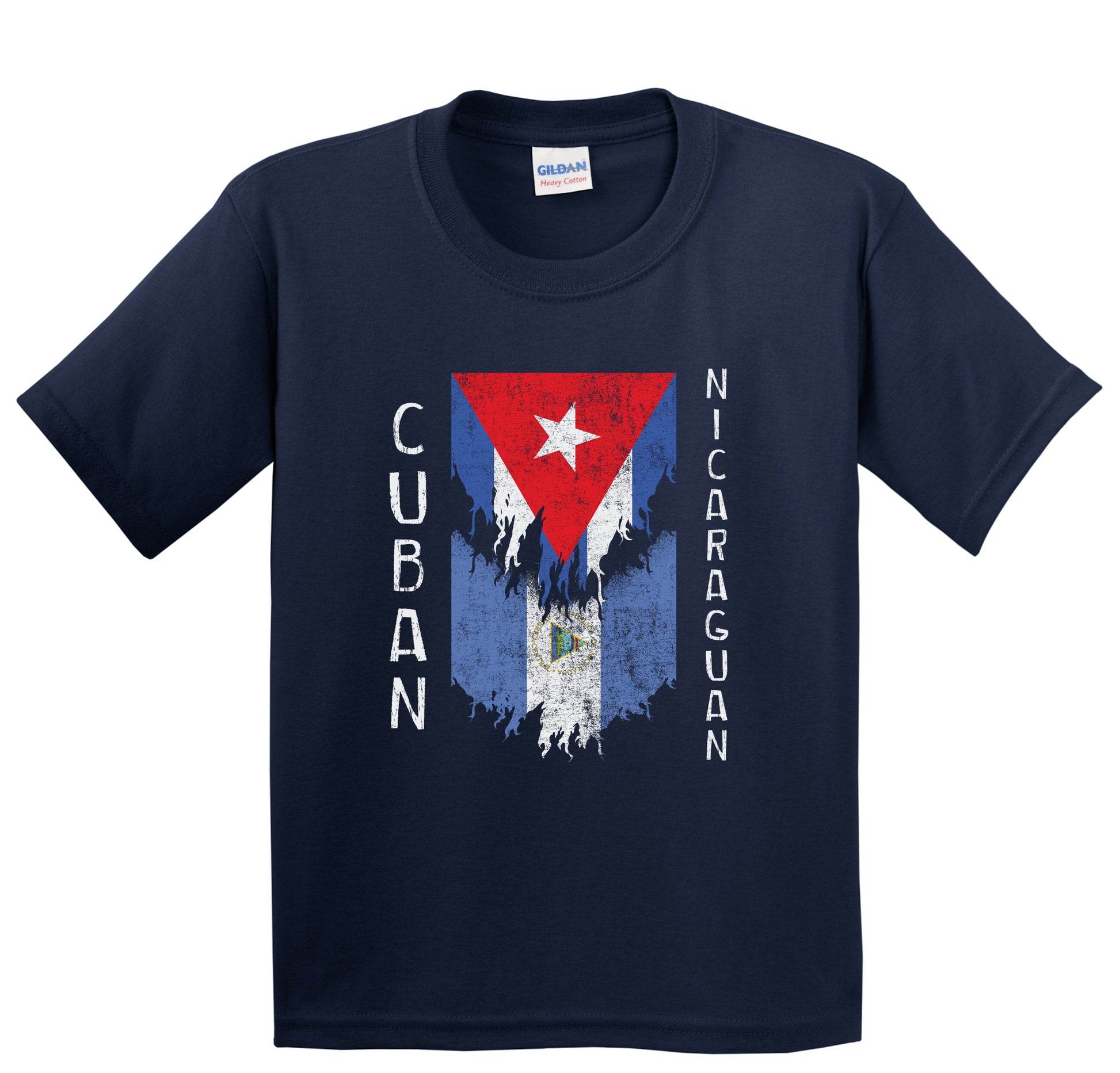 Cuban Nicaraguan Flags Ripped Torn Cuba Nicaragua Youth T-Shirt