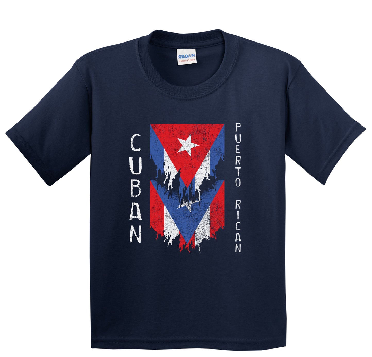 Cuban Puerto Rican Flags Ripped Torn Cuba Puerto Rico Youth T-Shirt