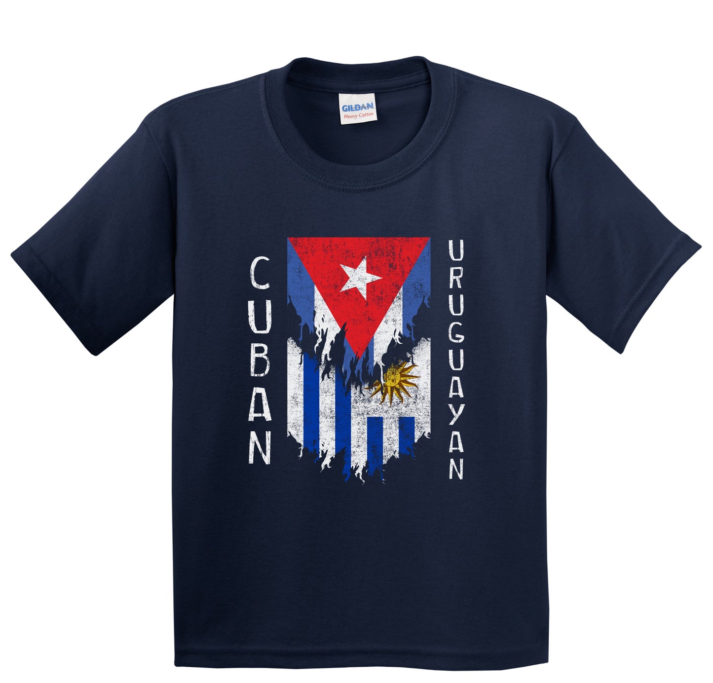 Cuban Uruguayan Flags Ripped Torn Cuba Uruguay Youth T-Shirt