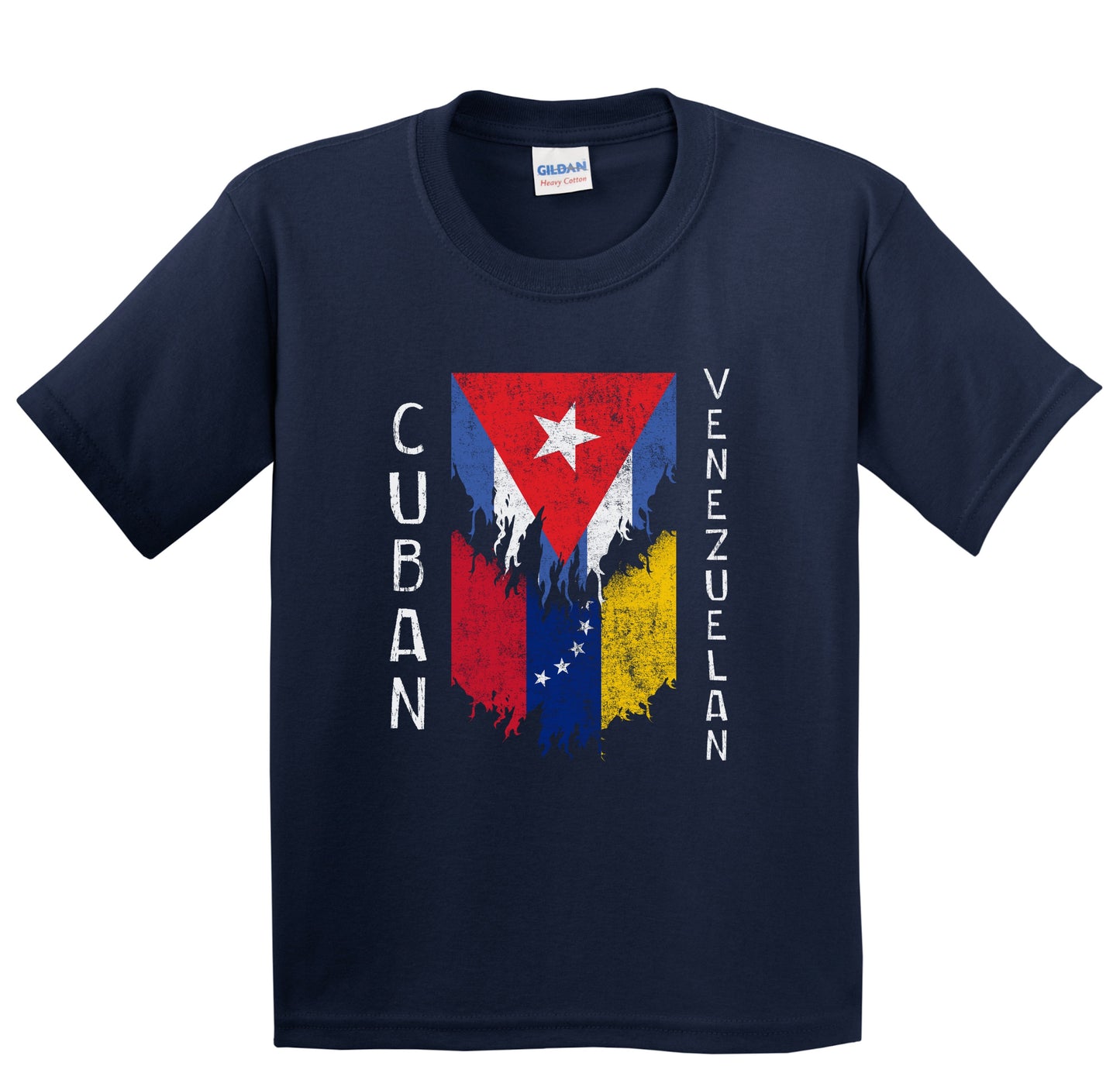 Cuban Venezuelan Flags Ripped Torn Cuba Venezuela Youth T-Shirt