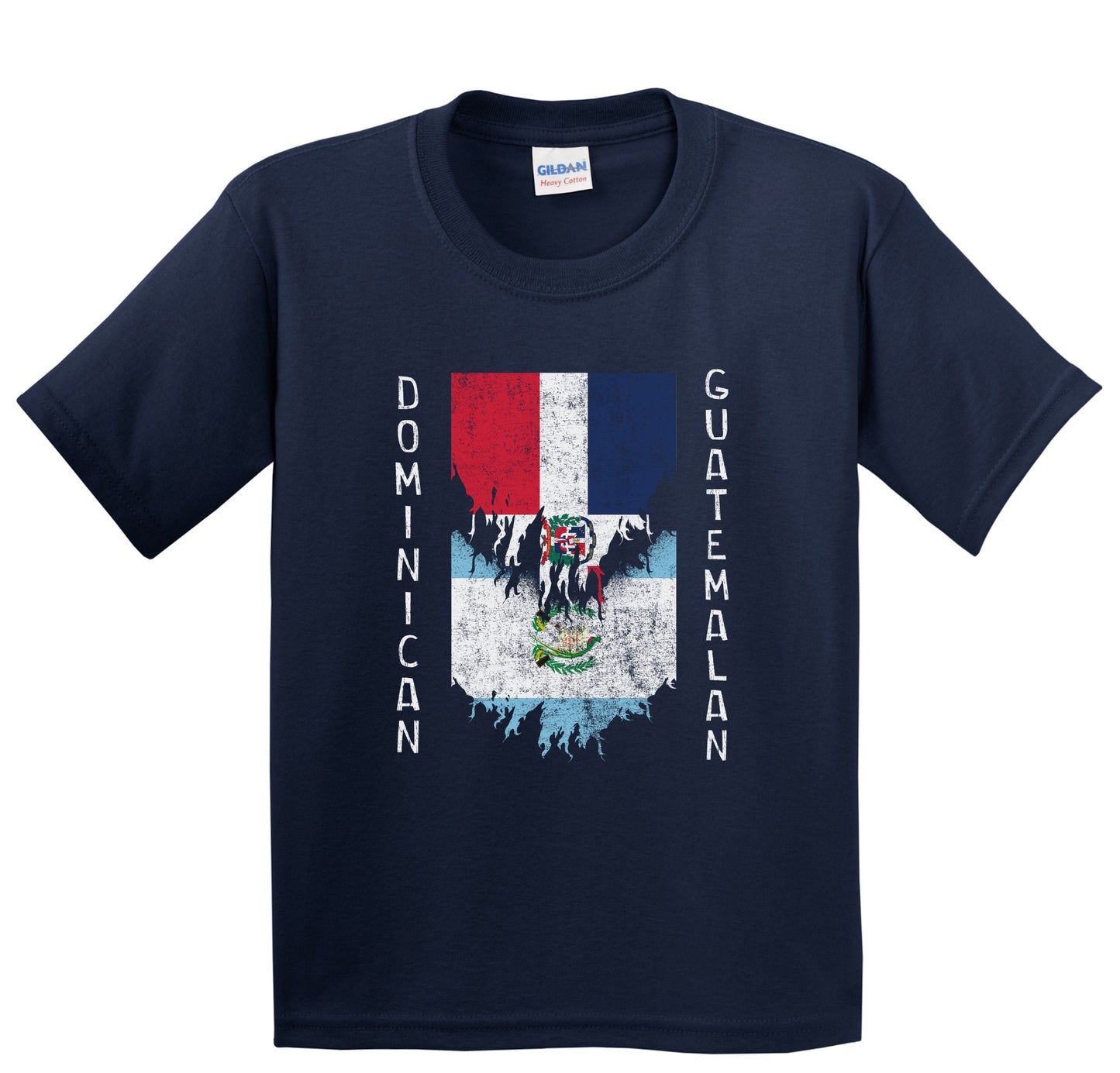 Dominican Guatemalan Flags Ripped Torn Dominican Republic Guatemala Youth T-Shirt