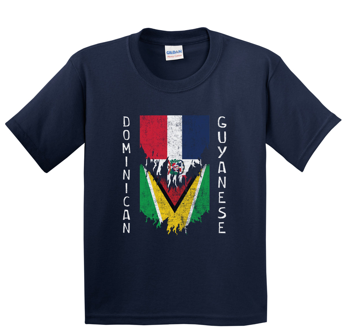 Dominican Guyanese Flags Ripped Torn Dominican Republic Guyana Youth T-Shirt