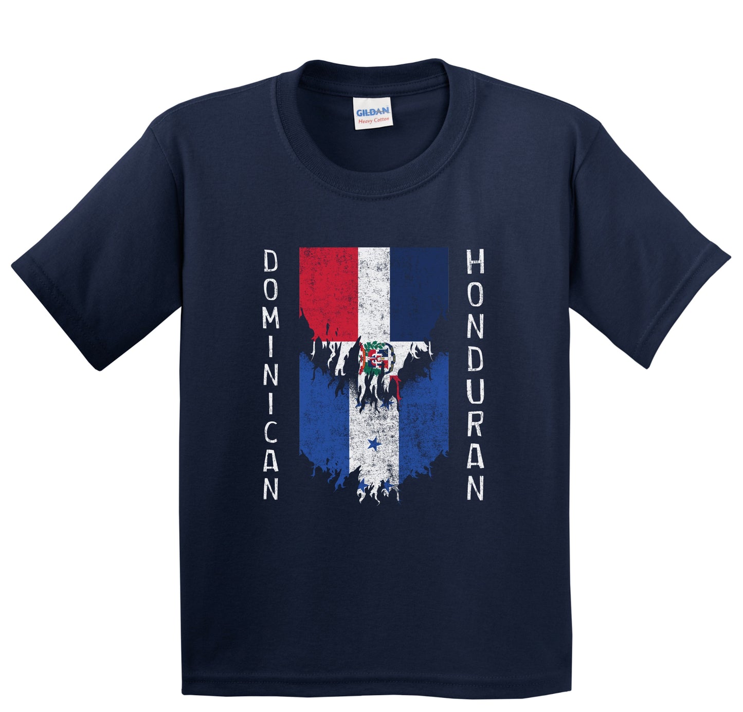 Dominican Honduran Flags Ripped Torn Dominican Republic Honduras Youth T-Shirt