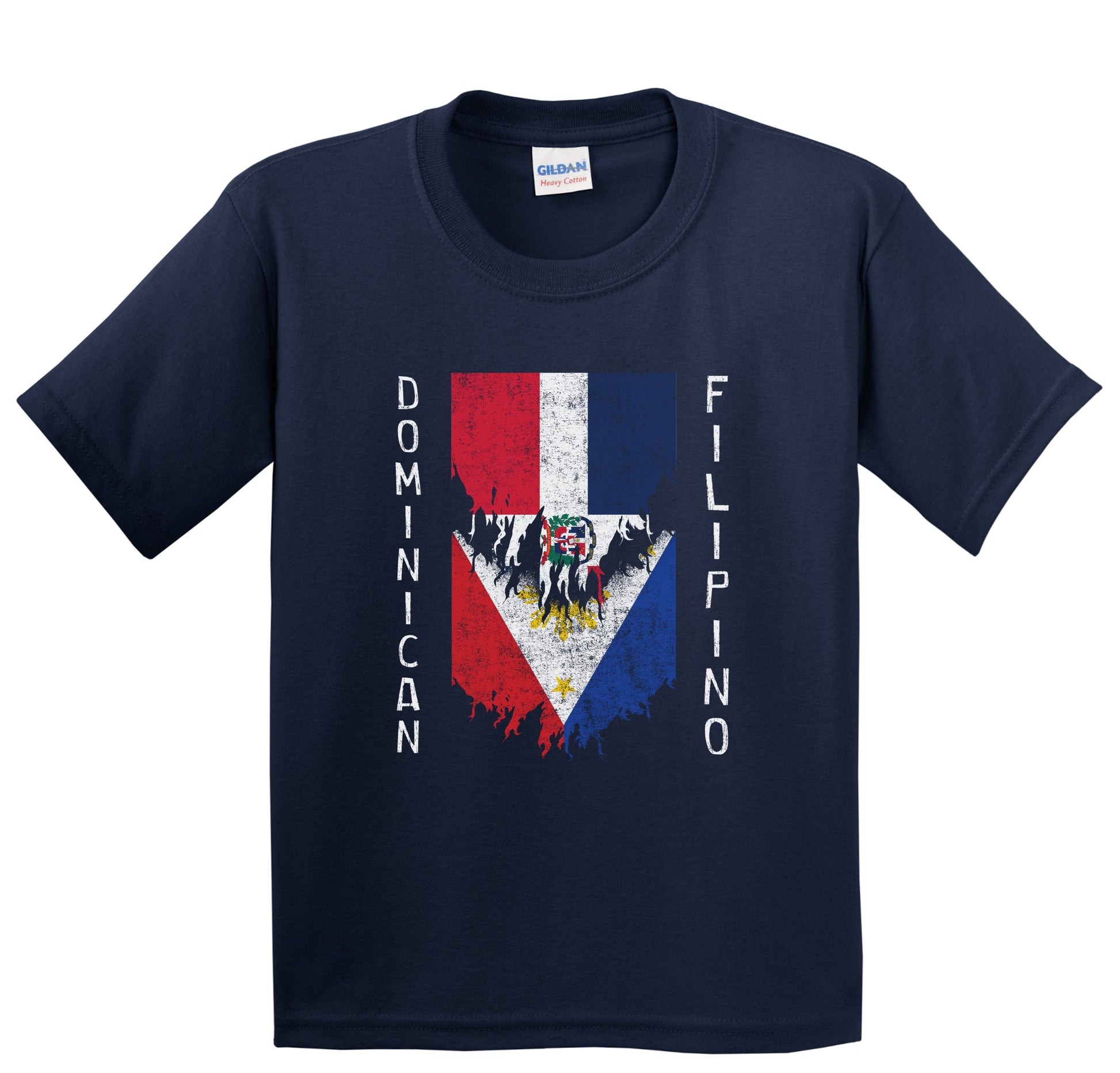 Dominican Filipino Flags Ripped Torn Dominican Republic Philippines Youth T-Shirt