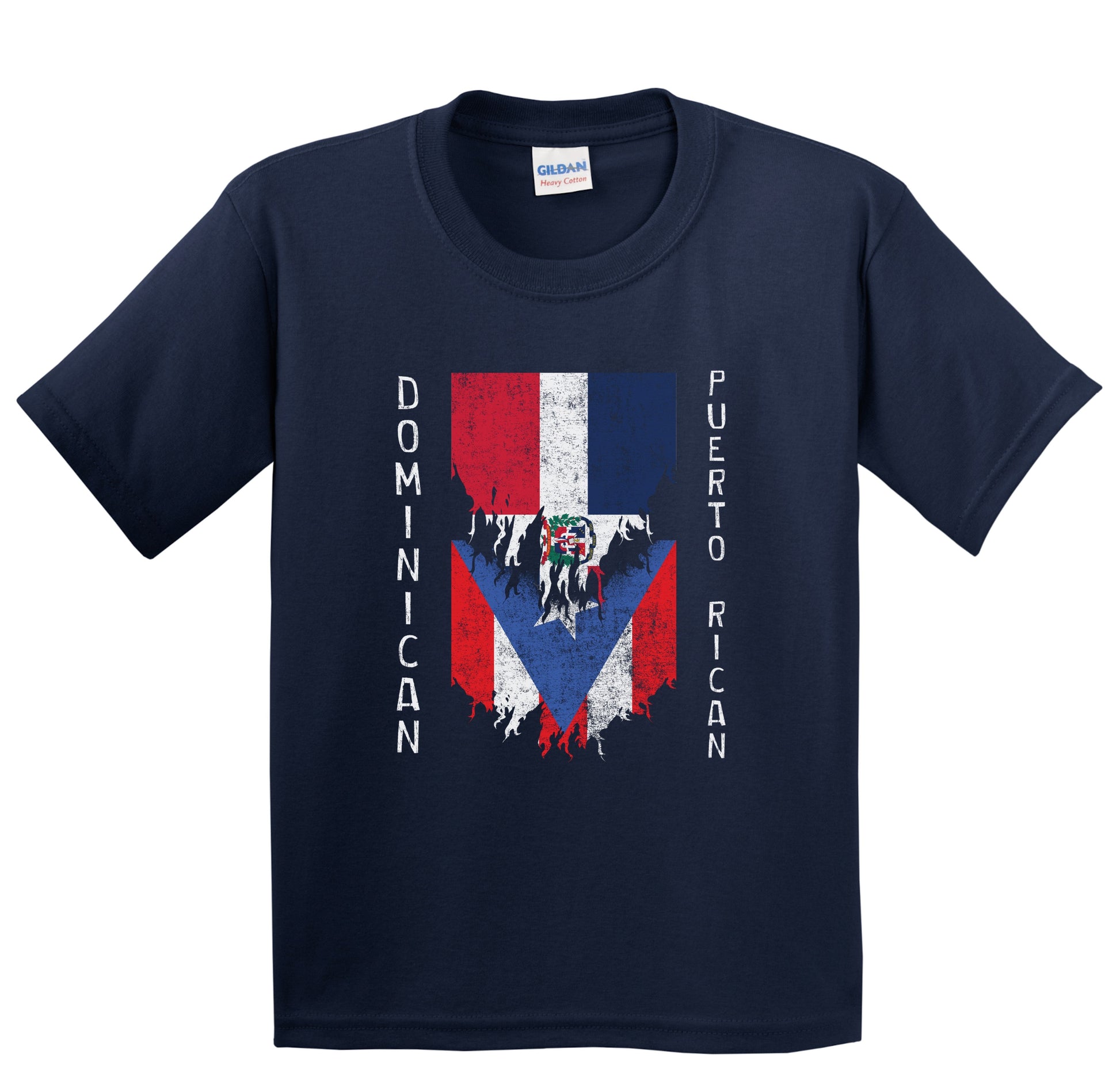 Dominican Puerto Rican Flags Ripped Torn Dominican Republic Puerto Rico Youth T-Shirt