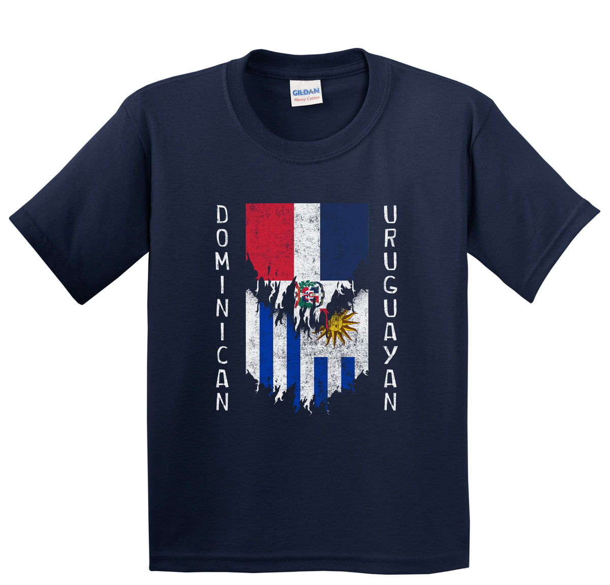 Dominican Uruguayan Flags Ripped Torn Dominican Republic Uruguay Youth T-Shirt