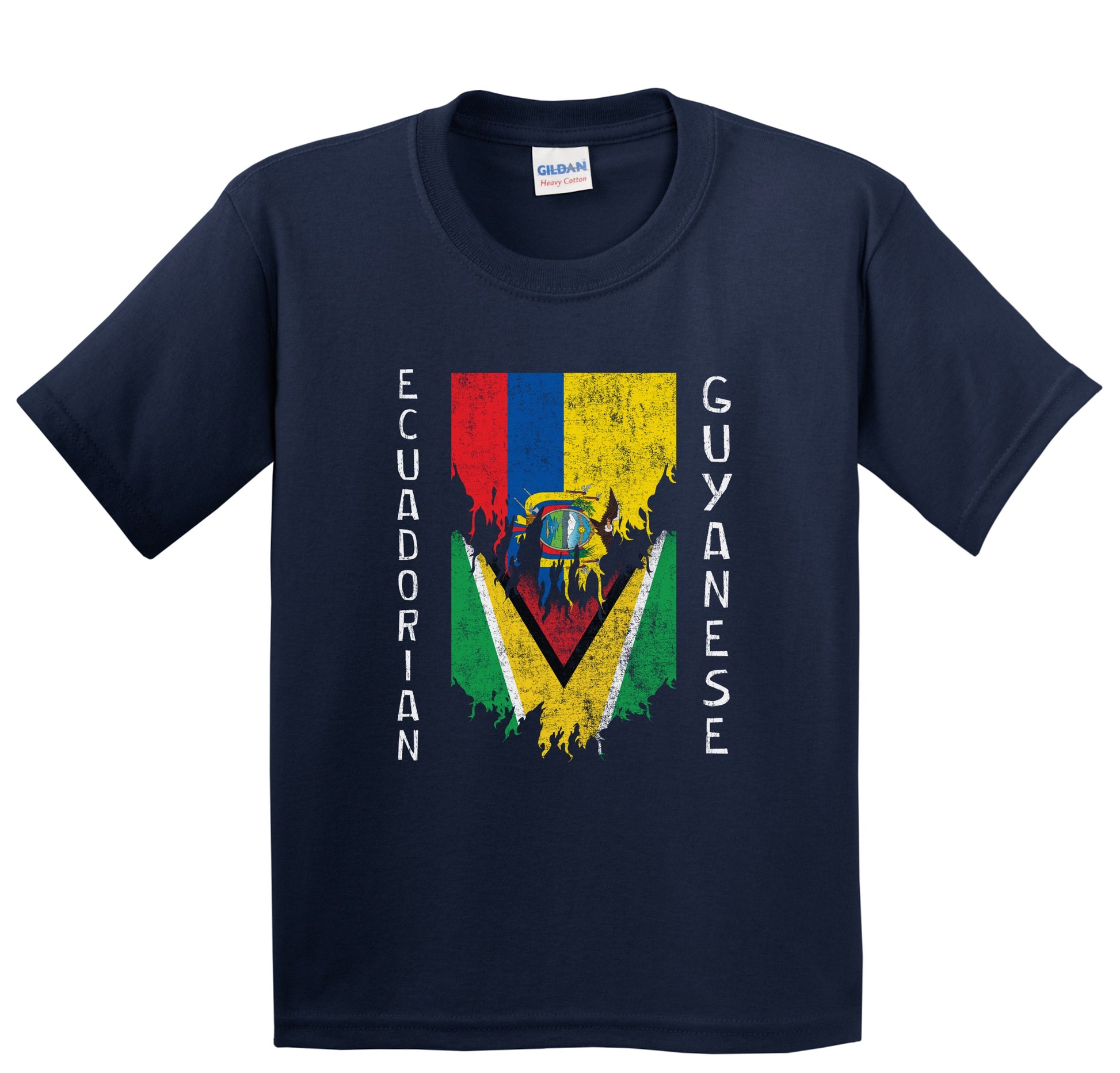 Ecuadorian Guyanese Flags Ripped Torn Ecuador Guyana Youth T-Shirt