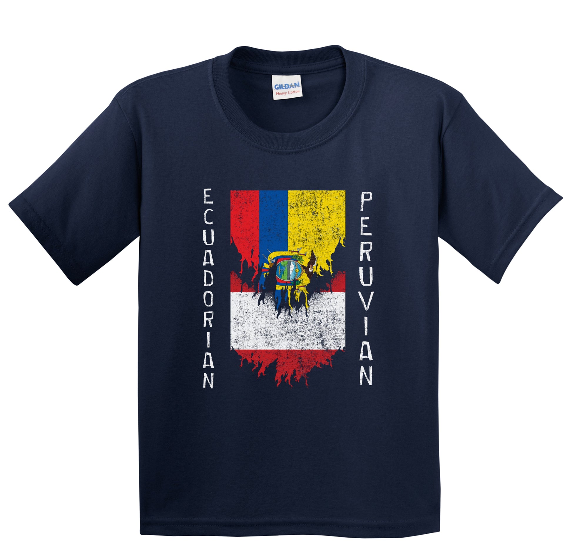 Ecuadorian Peruvian Flags Ripped Torn Ecuador Peru Youth T-Shirt