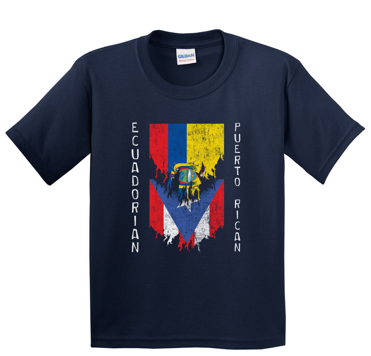 Ecuadorian Puerto Rican Flags Ripped Torn Ecuador Puerto Rico Youth T-Shirt