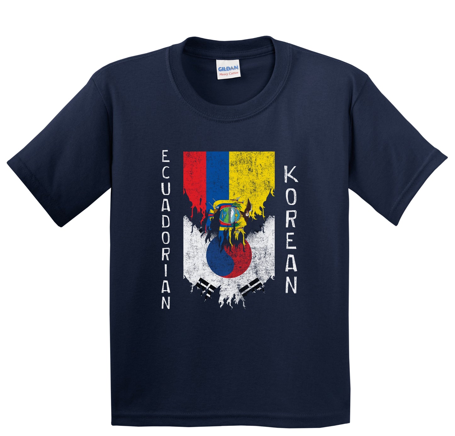 Ecuadorian Korean Flags Ripped Torn Ecuador South Korea Youth T-Shirt